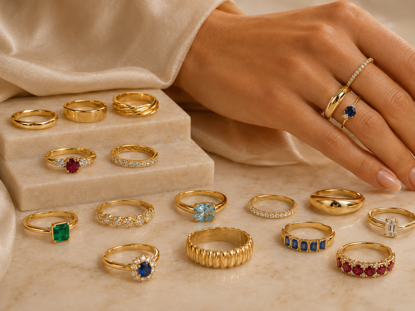 Gold Ringe mit Diamanten und Edlesteine