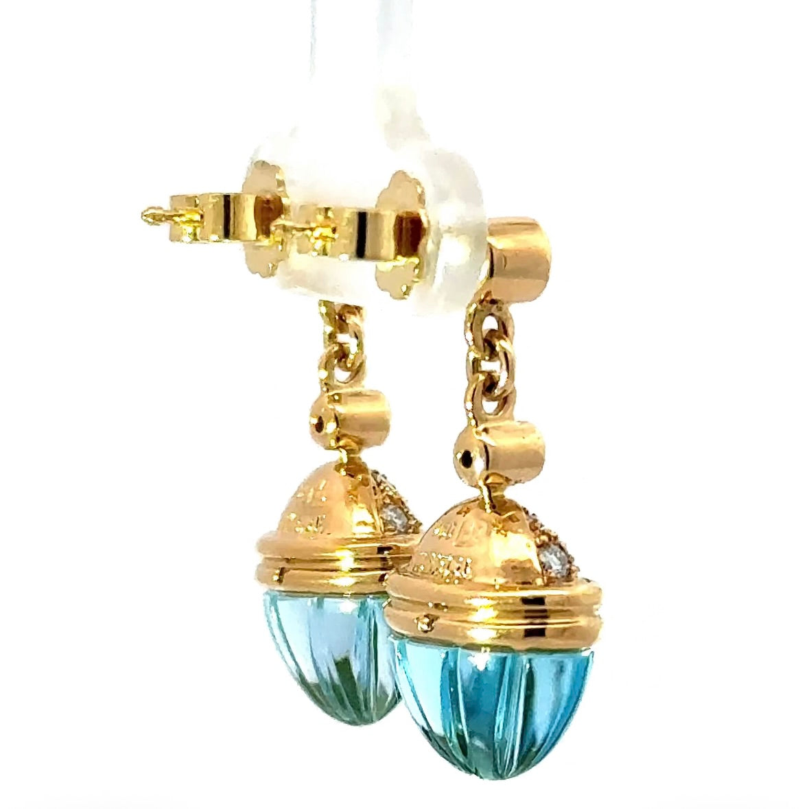 Edle Ohrringe in 18 Karat Gelbgold mit Topas & hochfeinen Brillanten von Lüth Bijoux