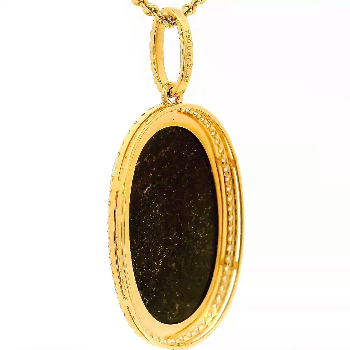 Prunkvoller Anhänger in 18 Karat Gelbgold mit australischem Boulderopal & Brillanten