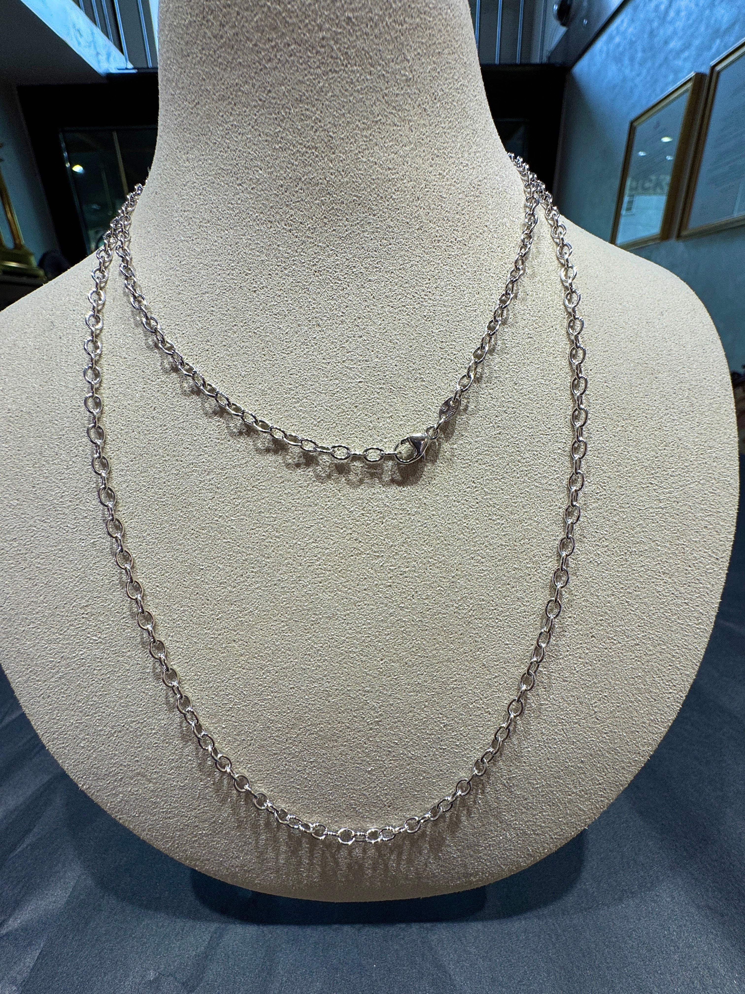 Long anchor chain in 14k white gold with lobster clasp