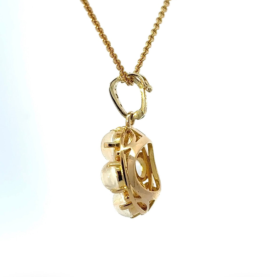 Eleganter Anhänger in 14 Karat Gelbgold mit Mondsteinen & Diamanten
