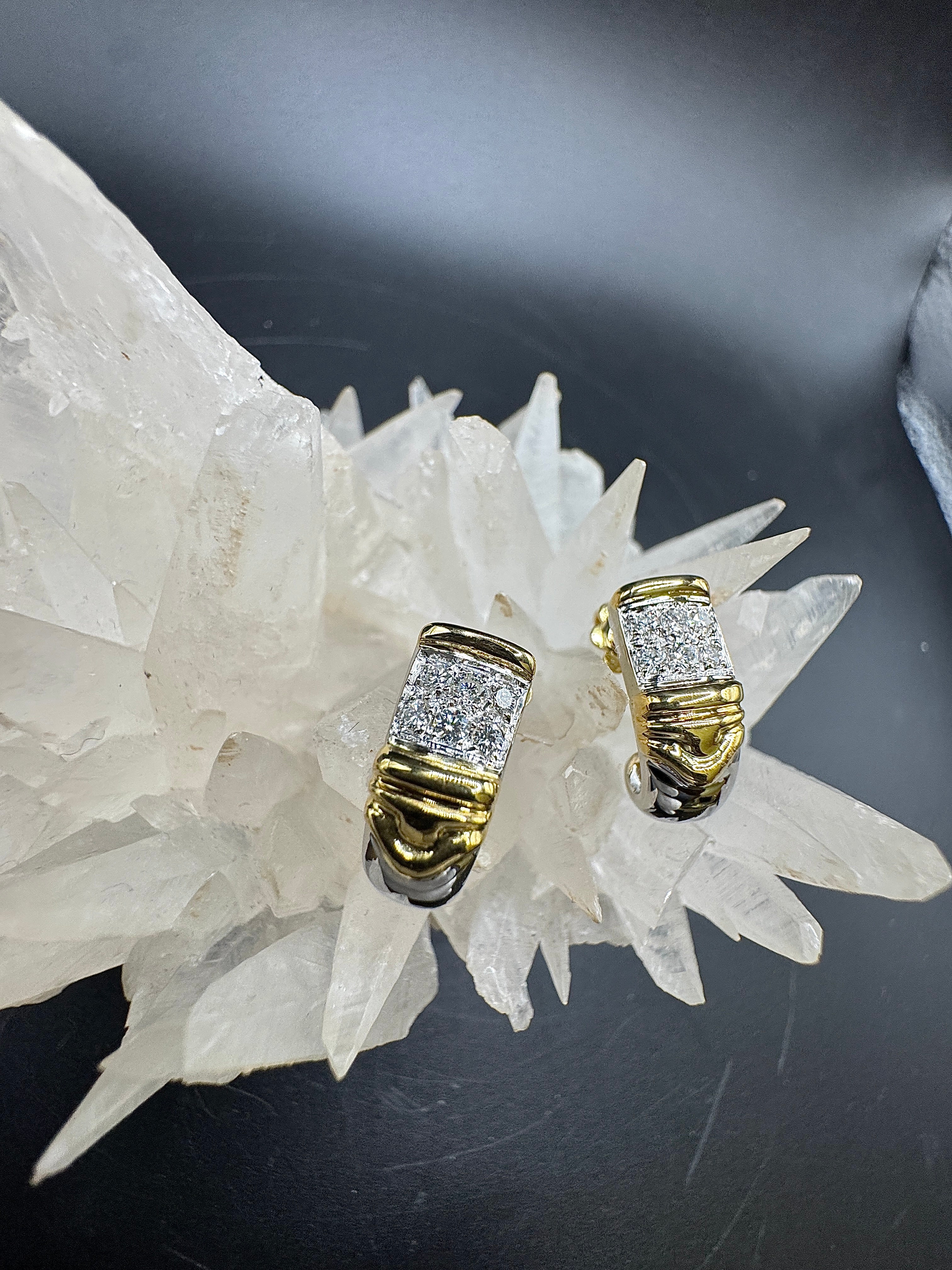Fancy earrings in 18k yellow and white gold with brilliant-cut diamonds