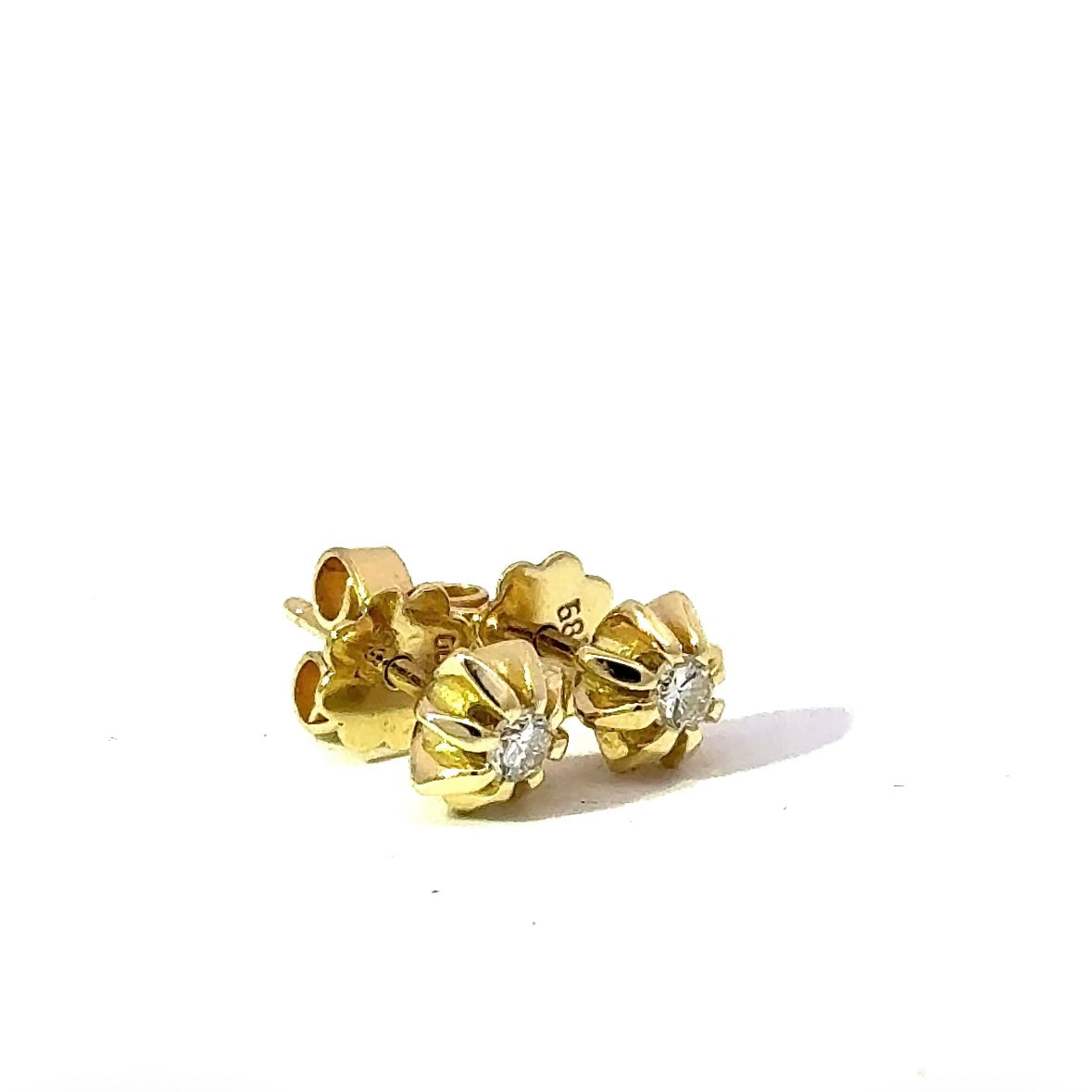 Vintage Ohrstecker in 14 Karat Gelbgold mit Brillanten