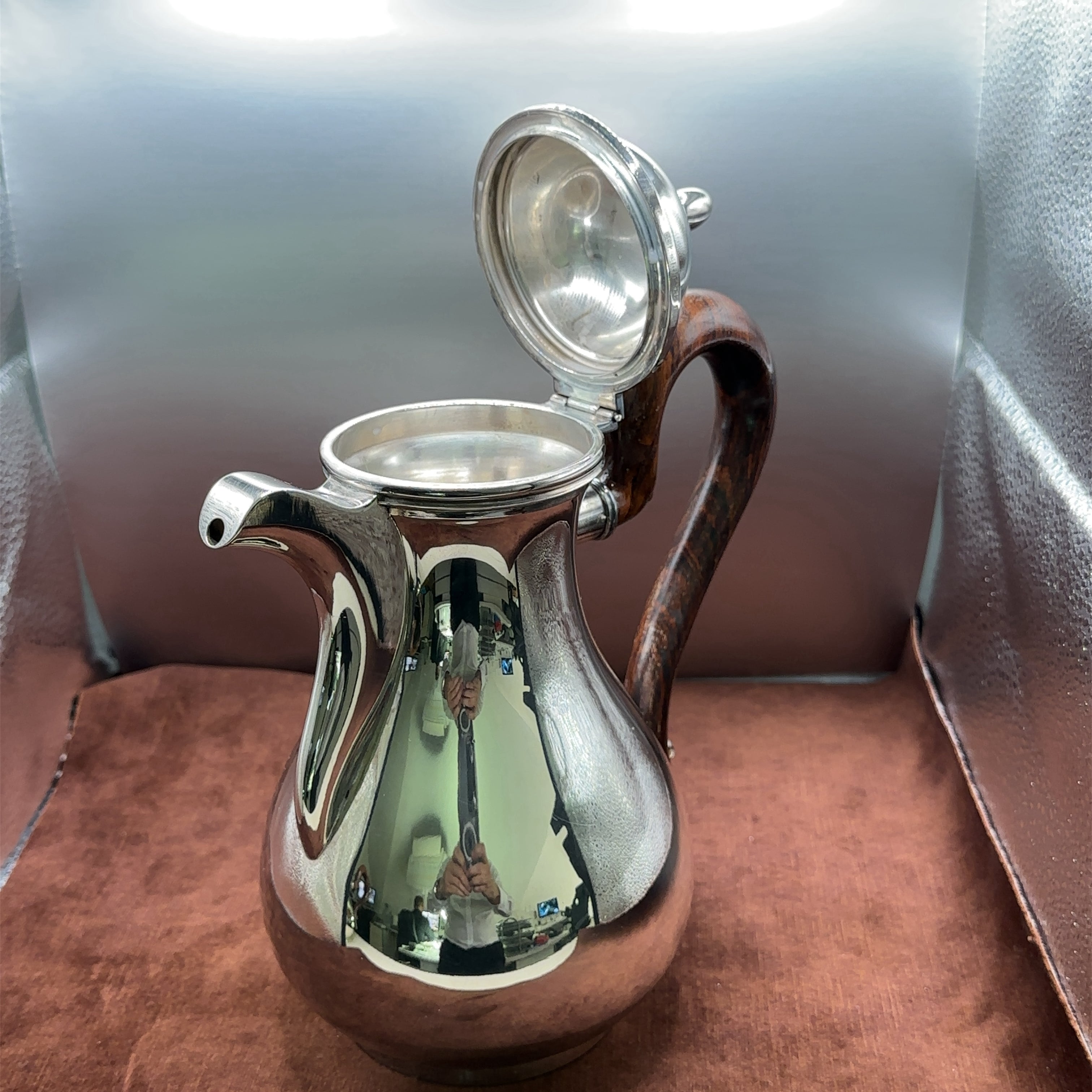 Elegantes italienisches Silber Service aus den 1940er Jahren in 800er Silber mit edlen Holzgriffen