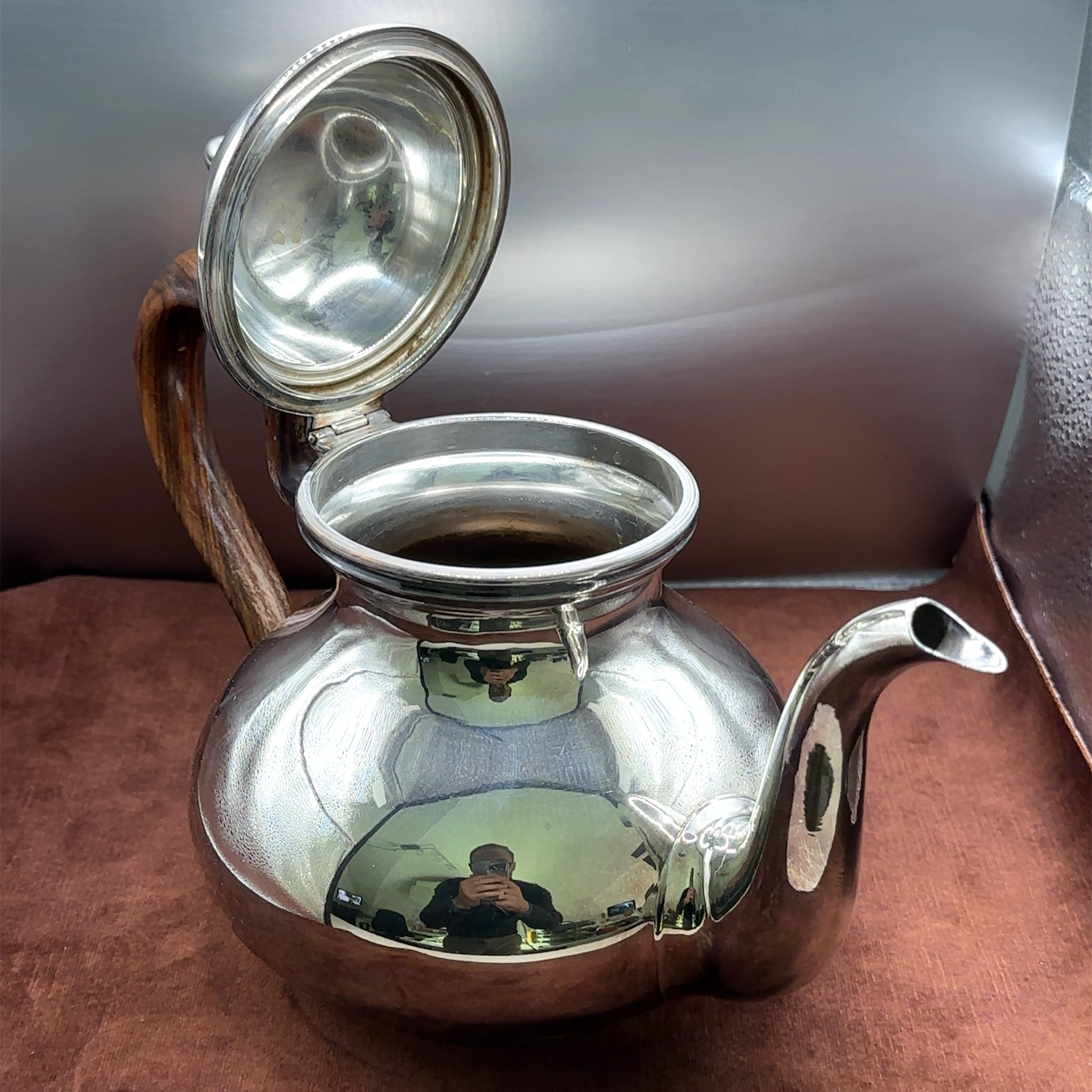Elegantes italienisches Silber Service aus den 1940er Jahren in 800er Silber mit edlen Holzgriffen