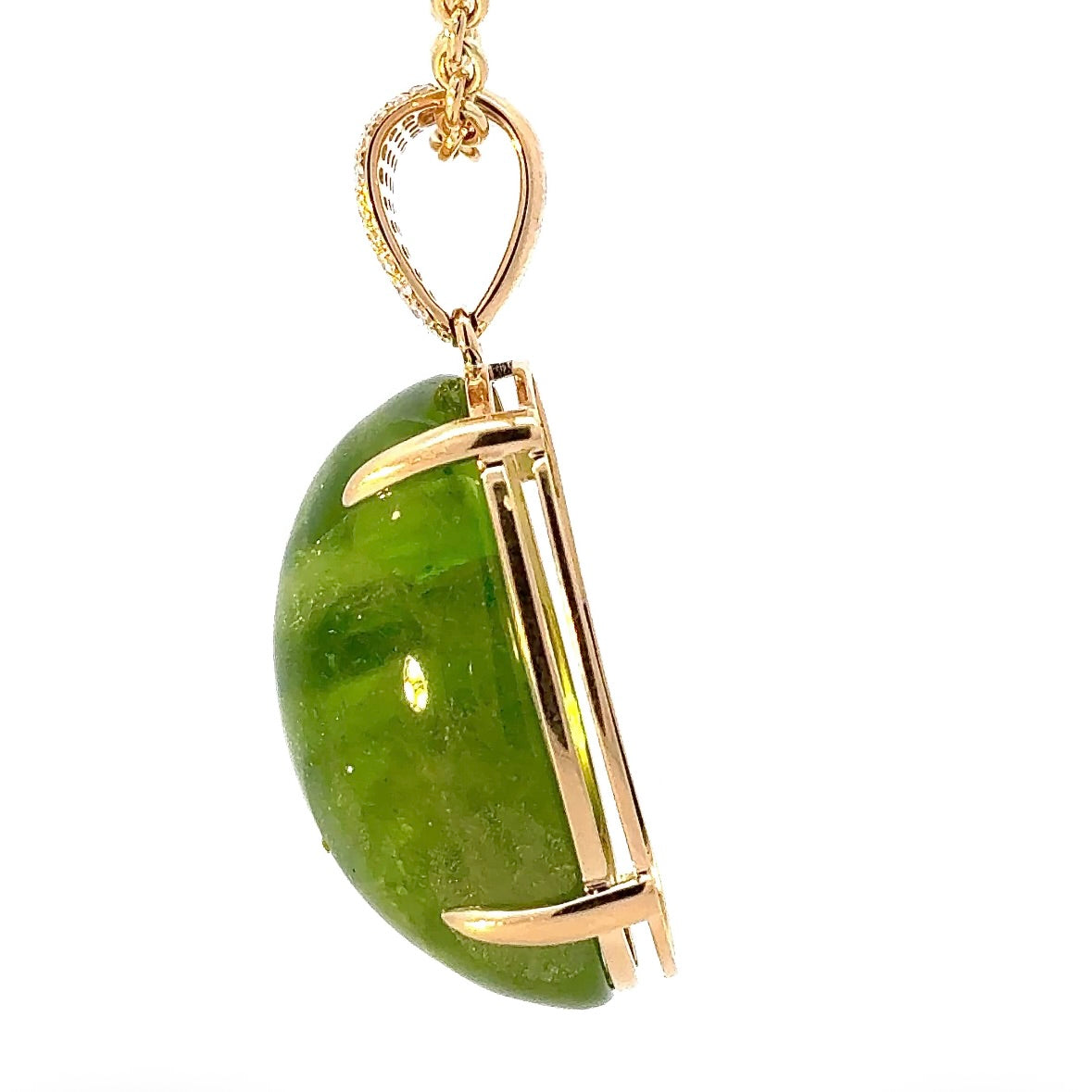 Huge Pendant in 14 Karat Yellow Gold with impressive Peridot & Brilliants