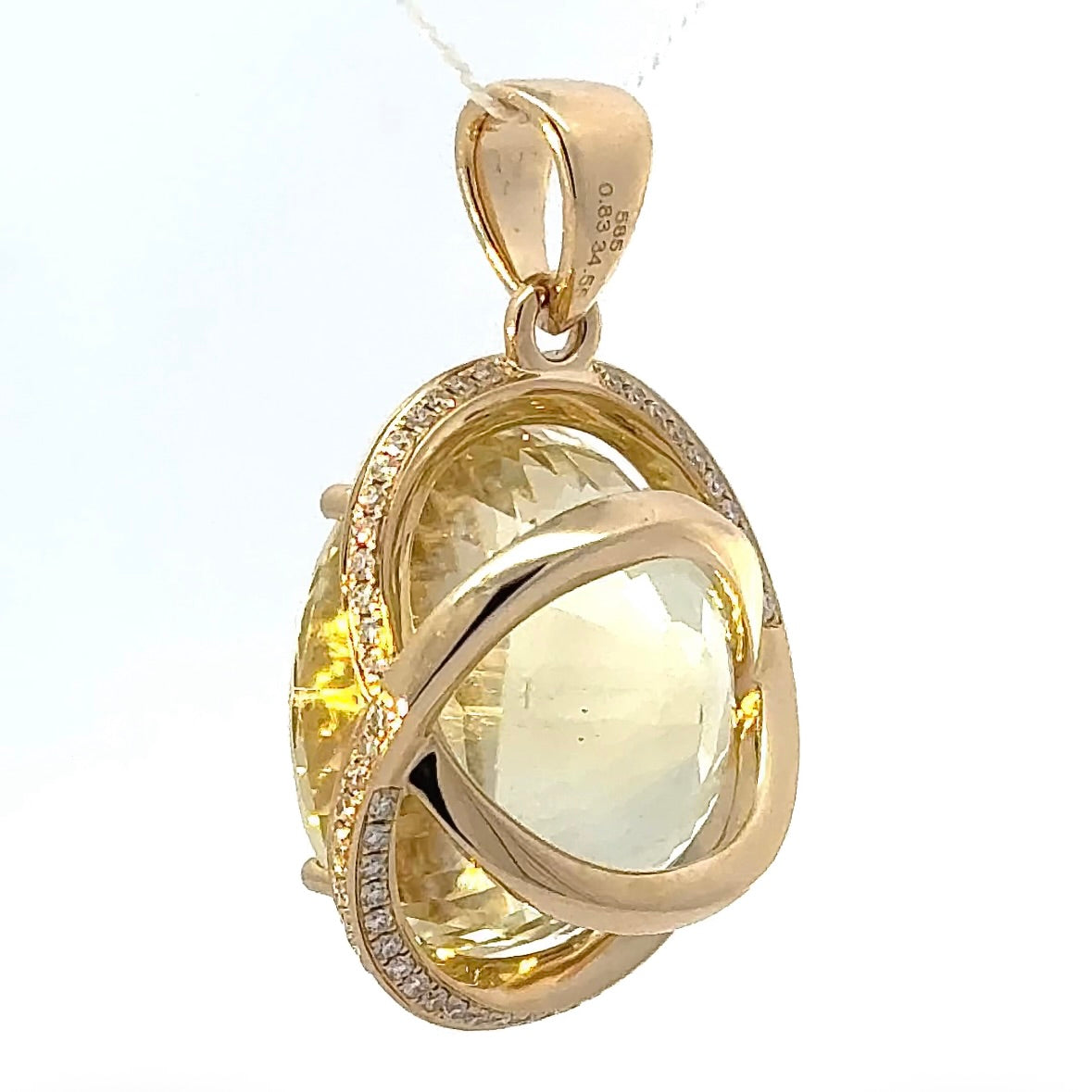 Beeindruckender Anhänger in 14 Karat Gelbgold mit riesigem Goldberyll & Brillanten