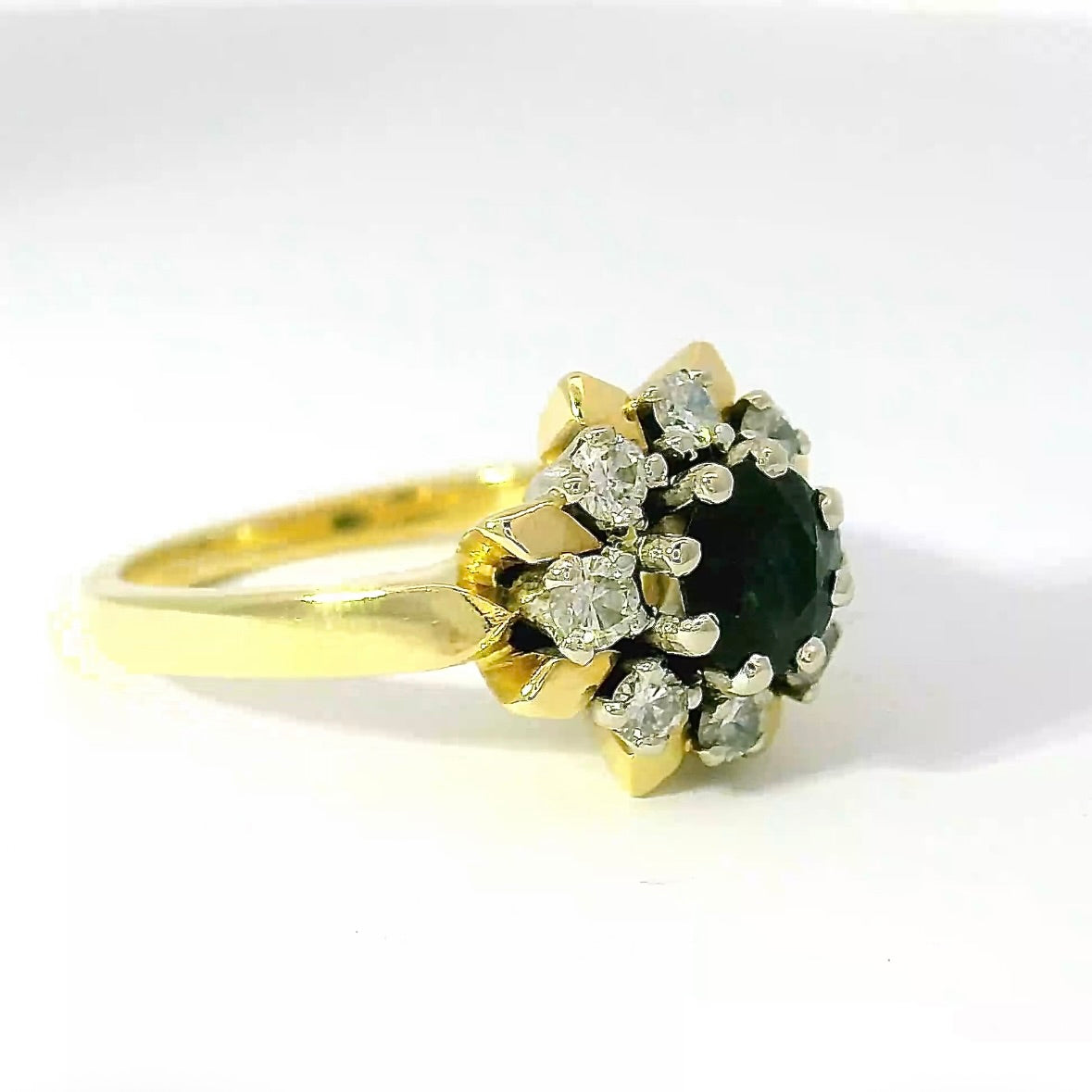 Timeless Ring in 14 Karat Yellow & White Gold with Blue Sapphire & Brilliants