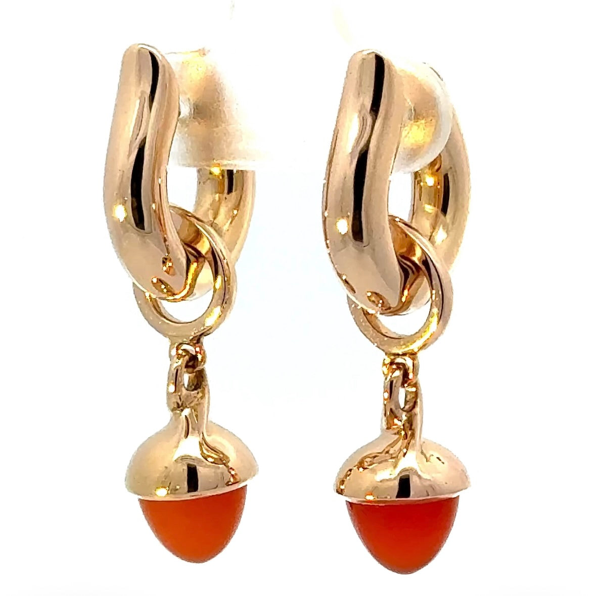 Tamara Comolli Signature Hoop Ohrringe in 18 Karat Roségold mit Karneol-Einhängern