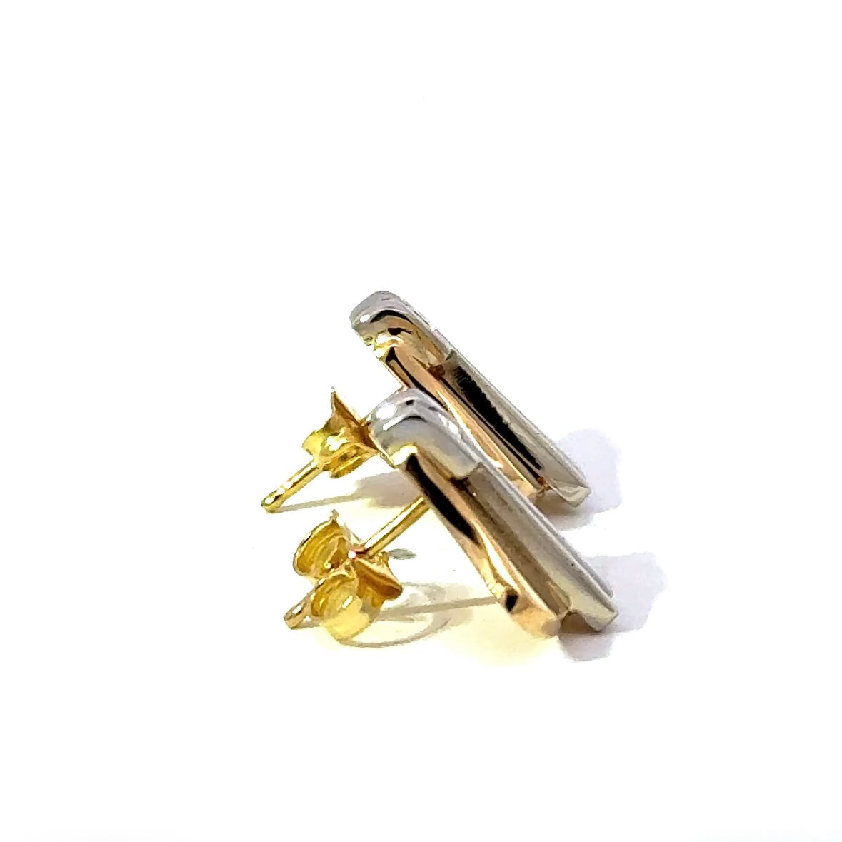 Elegante Bicolor Ohrstecker in 18 Karat Gold mit Brillanten