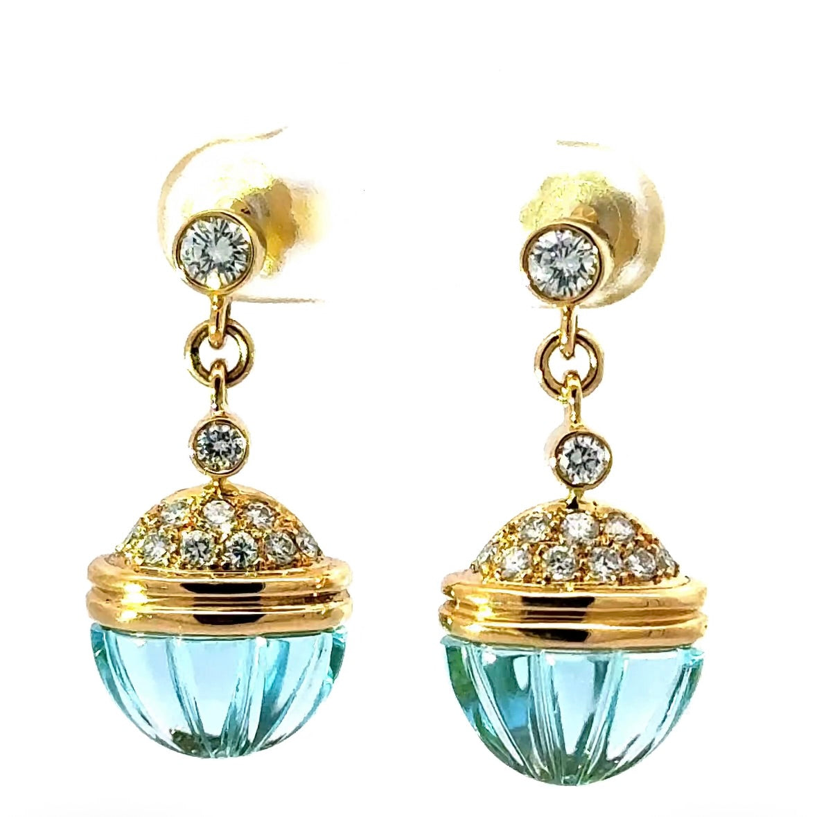 Edle Ohrringe in 18 Karat Gelbgold mit Topas & hochfeinen Brillanten von Lüth Bijoux