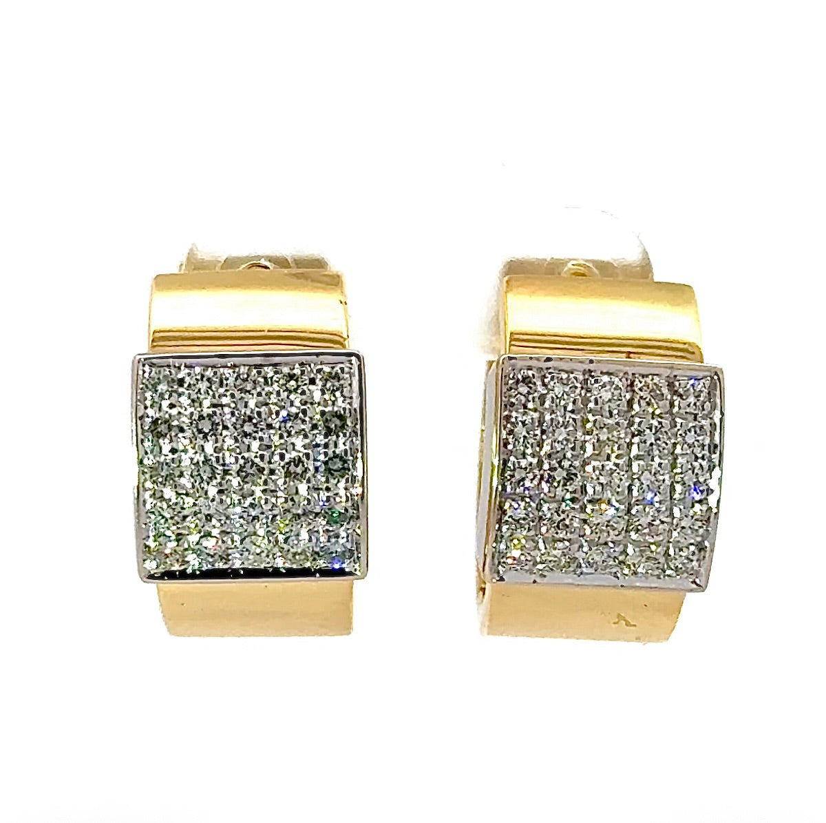 Handgefertigte Kreolen in 18 Karat (750) Gelb- und Weißgold mit hochfeinen Brillanten