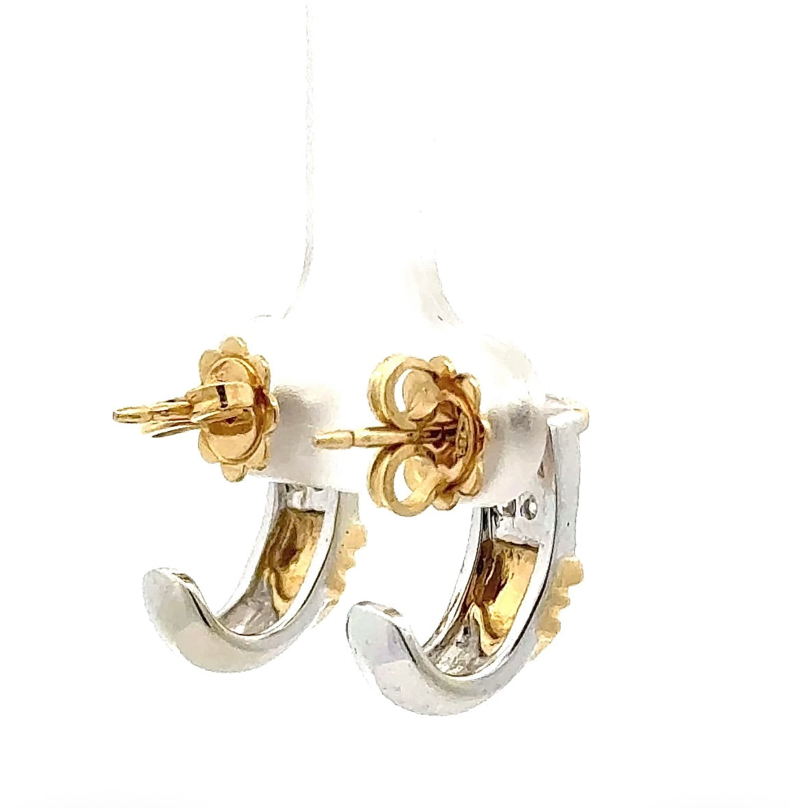 Fancy earrings in 18k yellow and white gold with brilliant-cut diamonds
