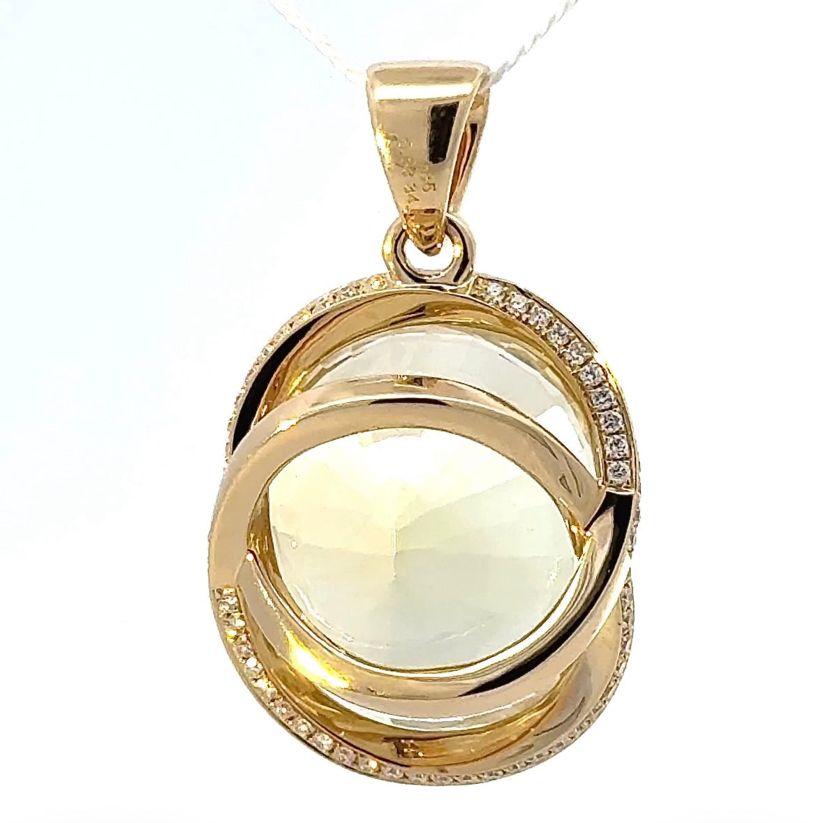 Beeindruckender Anhänger in 14 Karat Gelbgold mit riesigem Goldberyll & Brillanten
