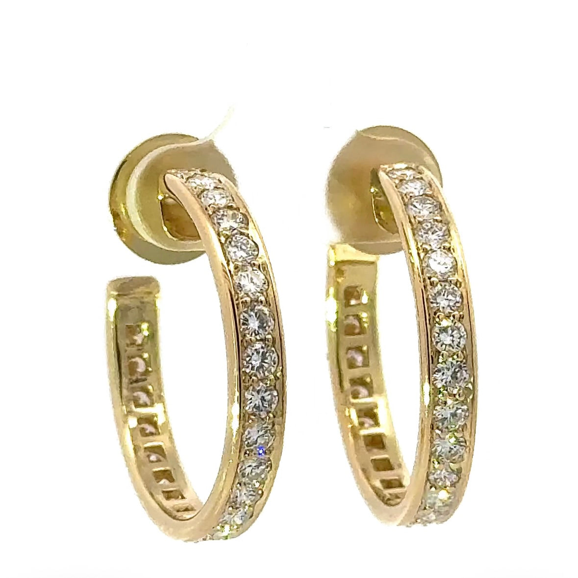 Edle Kreolen in 18 Karat Gelbgold mit 3,36 Karat hochfeinen Brillanten