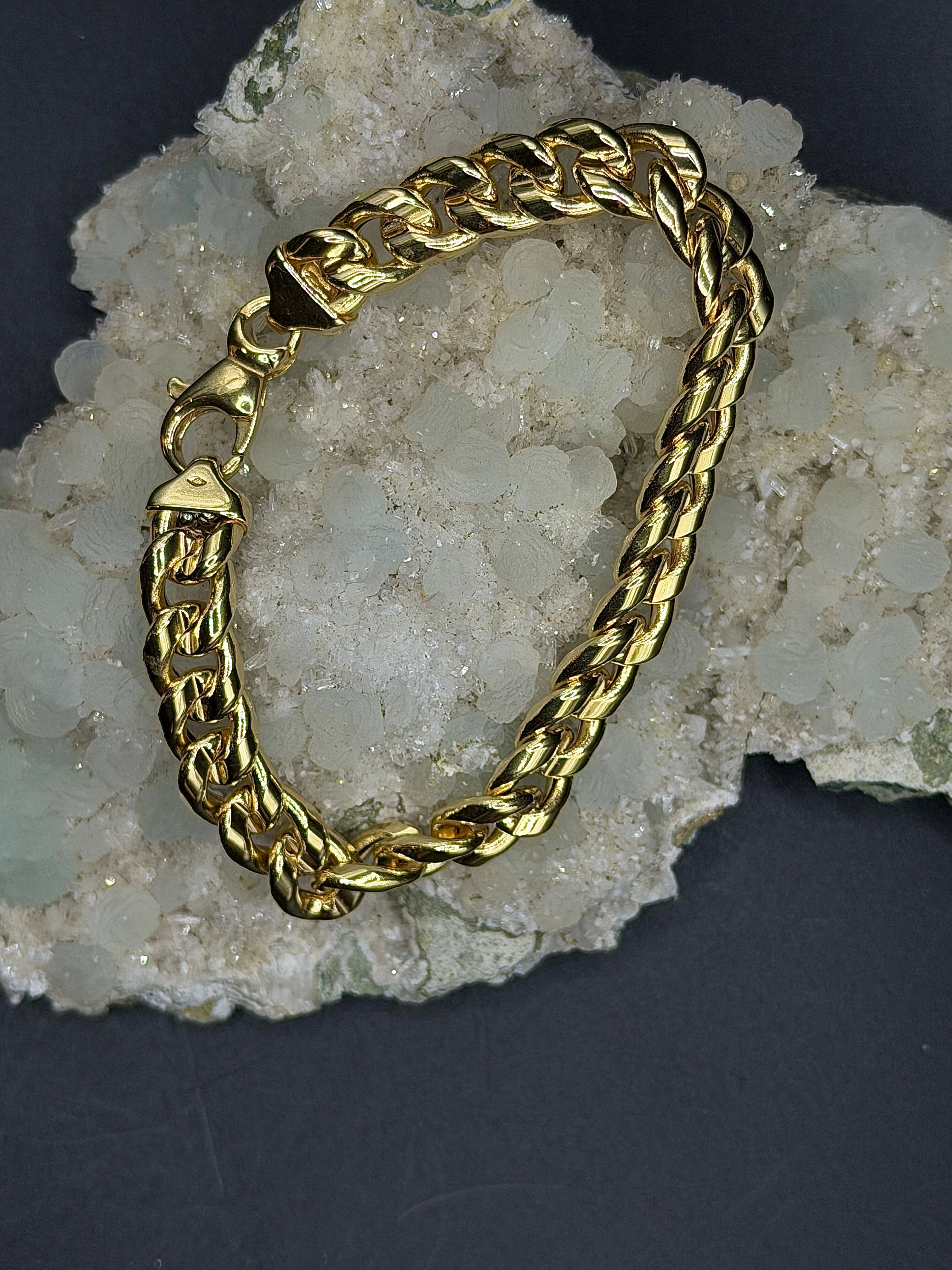 Breites Panzerketten-Armband in 18 Karat (750) Gelbgold mit Karabiner