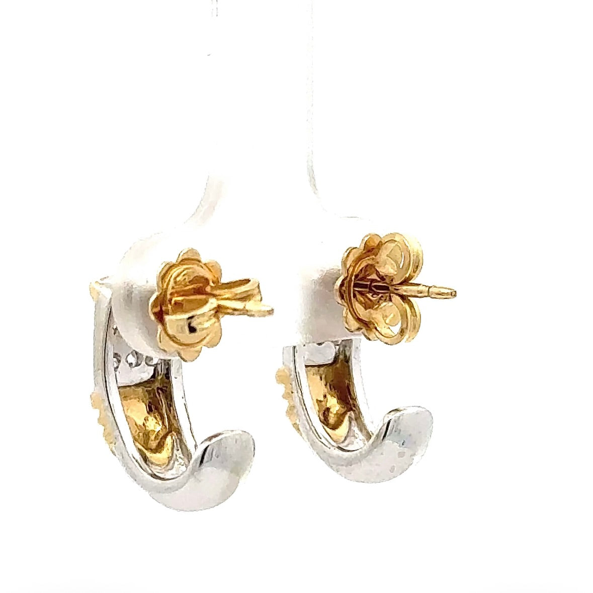 Fancy earrings in 18k yellow and white gold with brilliant-cut diamonds