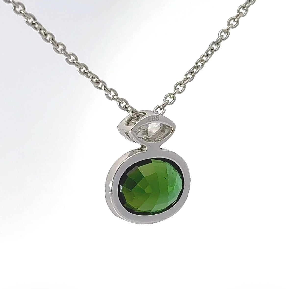 Modern Tourmaline Pendant in 14 Karat White Gold with Navette Brilliant