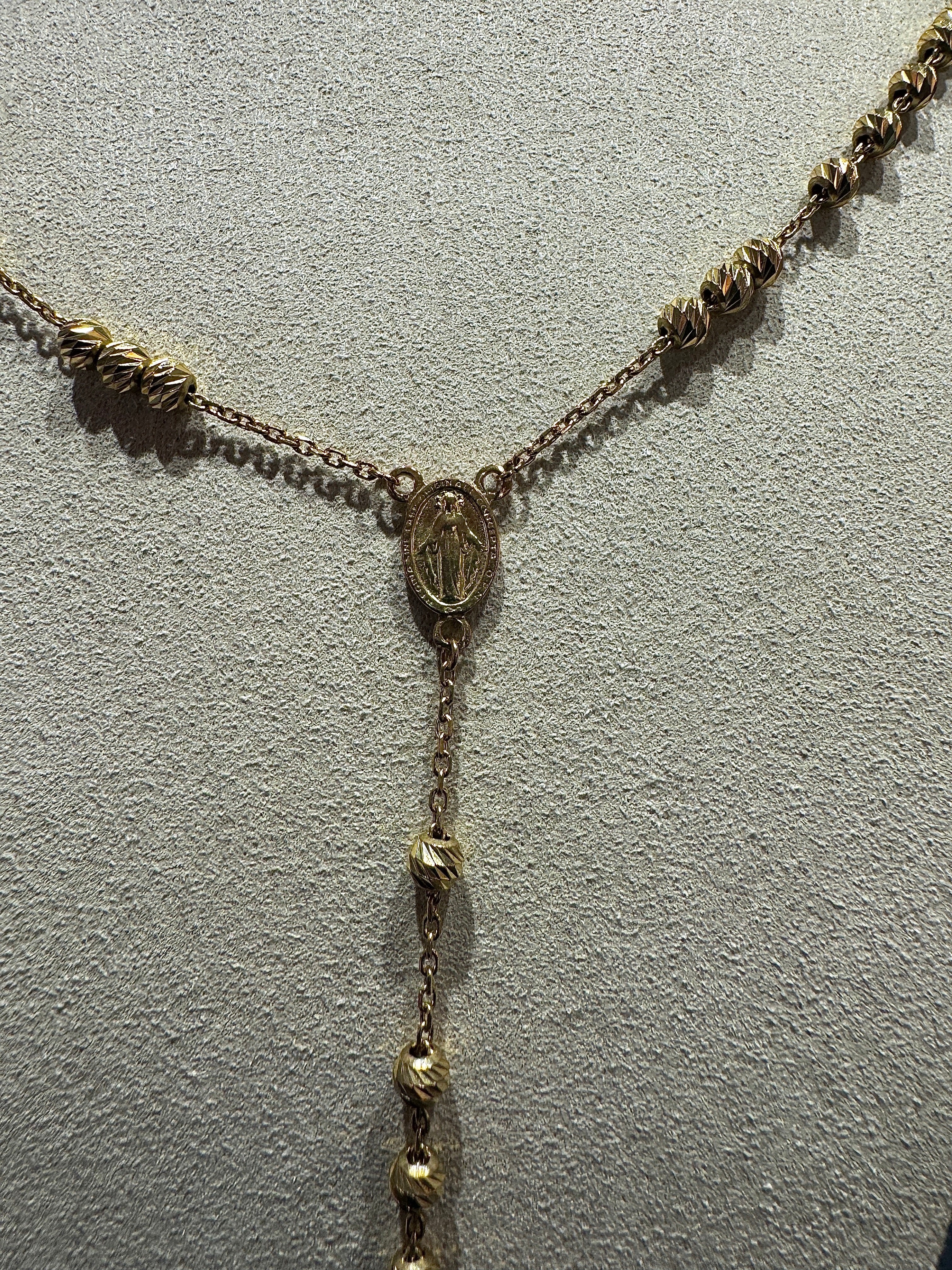 Zeitloser Rosenkranz in 14 Karat (585) Gelbgold mit Madonna & Jesus