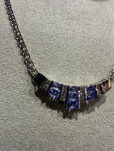 Elegantes Collier in 14 Karat Weißgold mit feinen Tansaniten & Brillanten