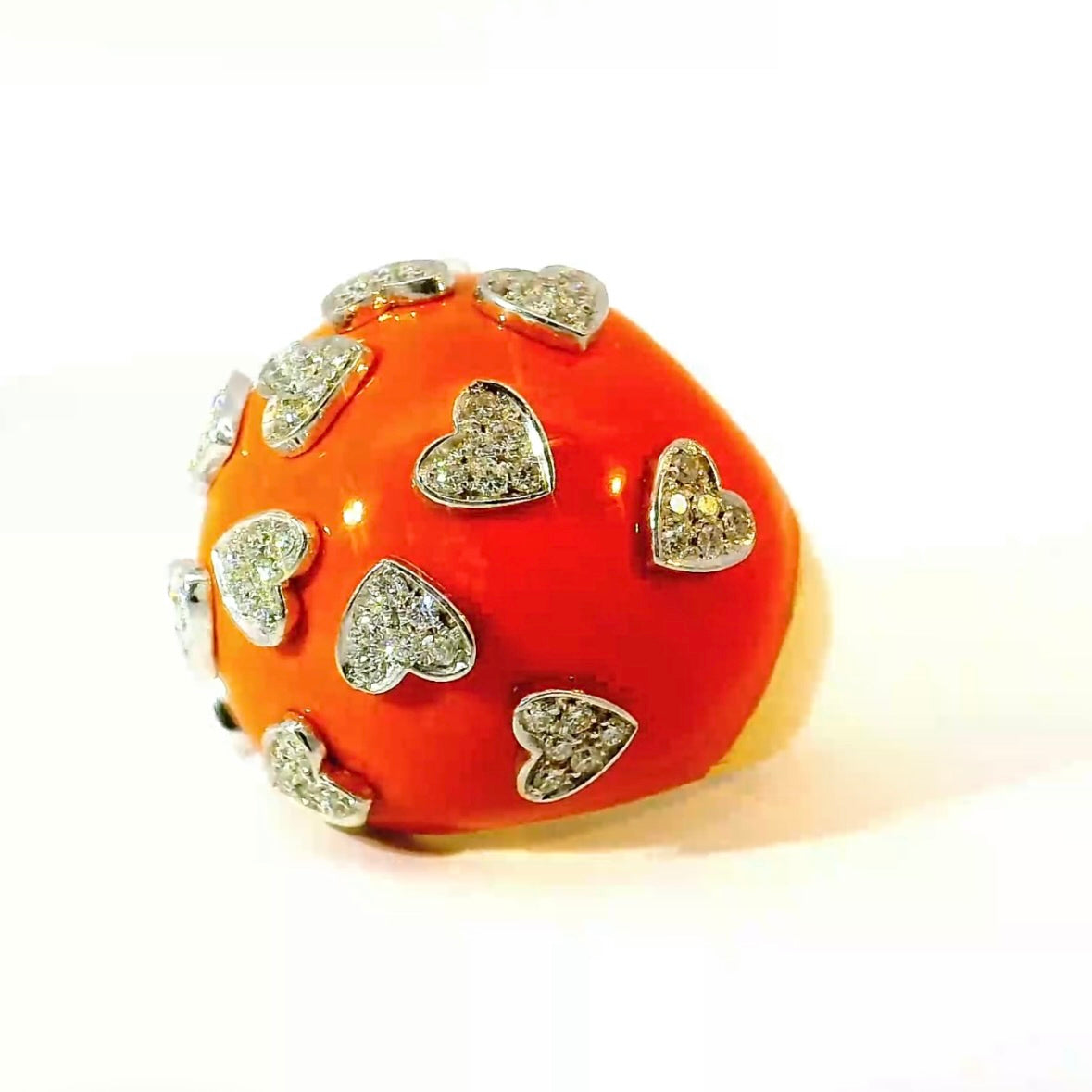 Riesiger Cocktailring in 18 Karat Gelb- & Weißgold mit Colorit & Brillanten