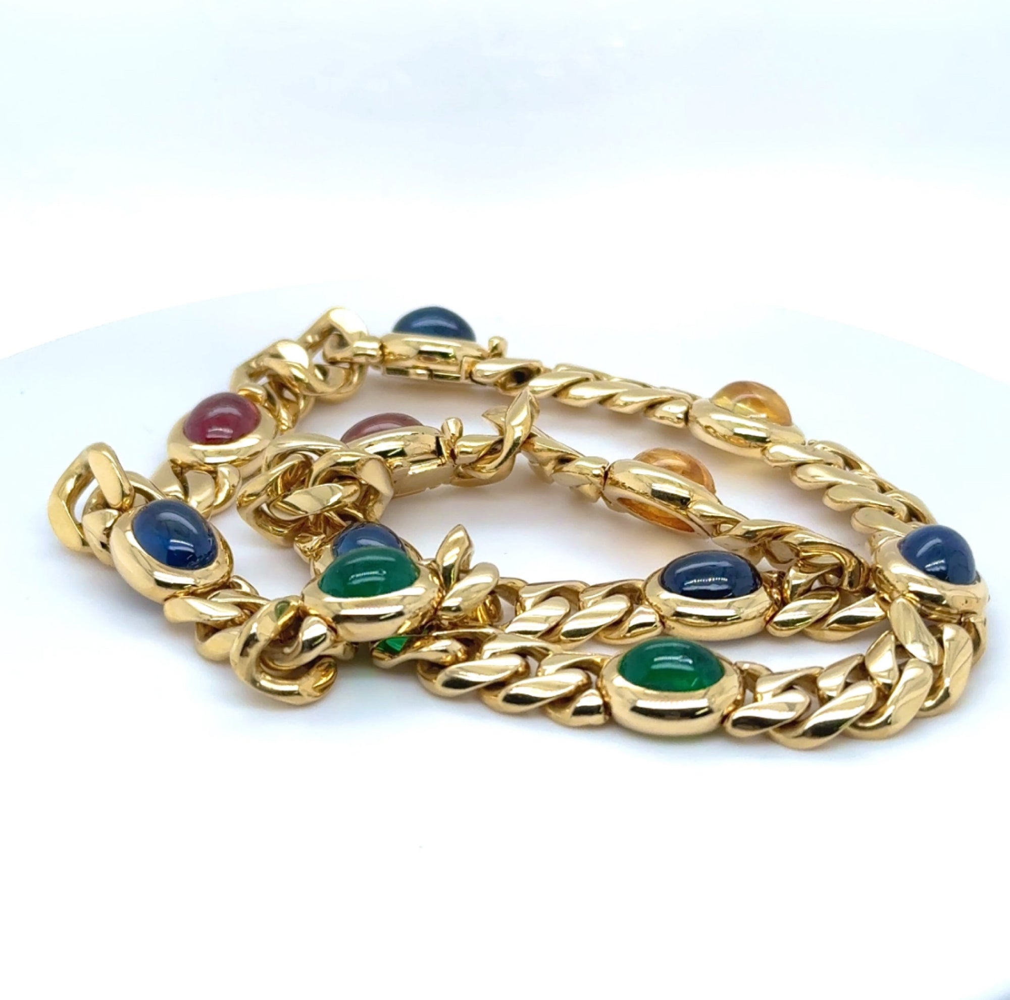 Einmaliges Collier / Armband in 18 Karat Gelbgold mit Saphiren & Smaragden