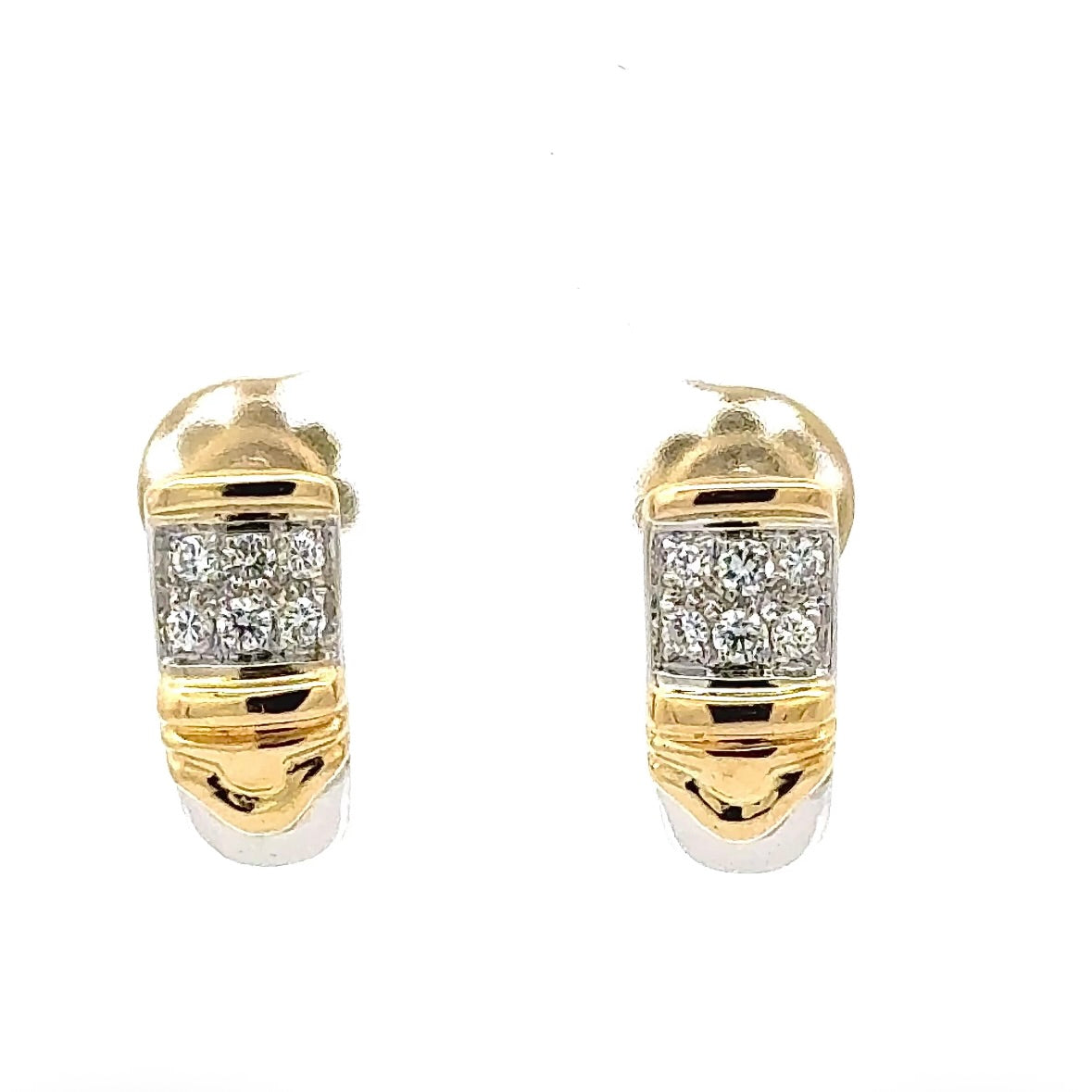 Fancy earrings in 18k yellow and white gold with brilliant-cut diamonds