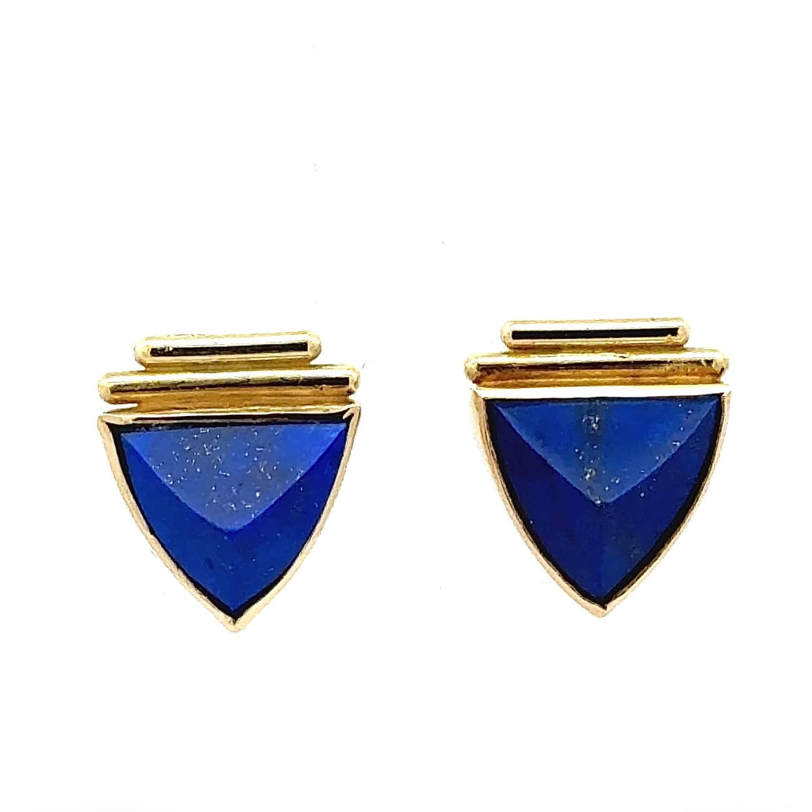 Handcrafted 14K Yellow Gold Lapis Lazuli Earrings