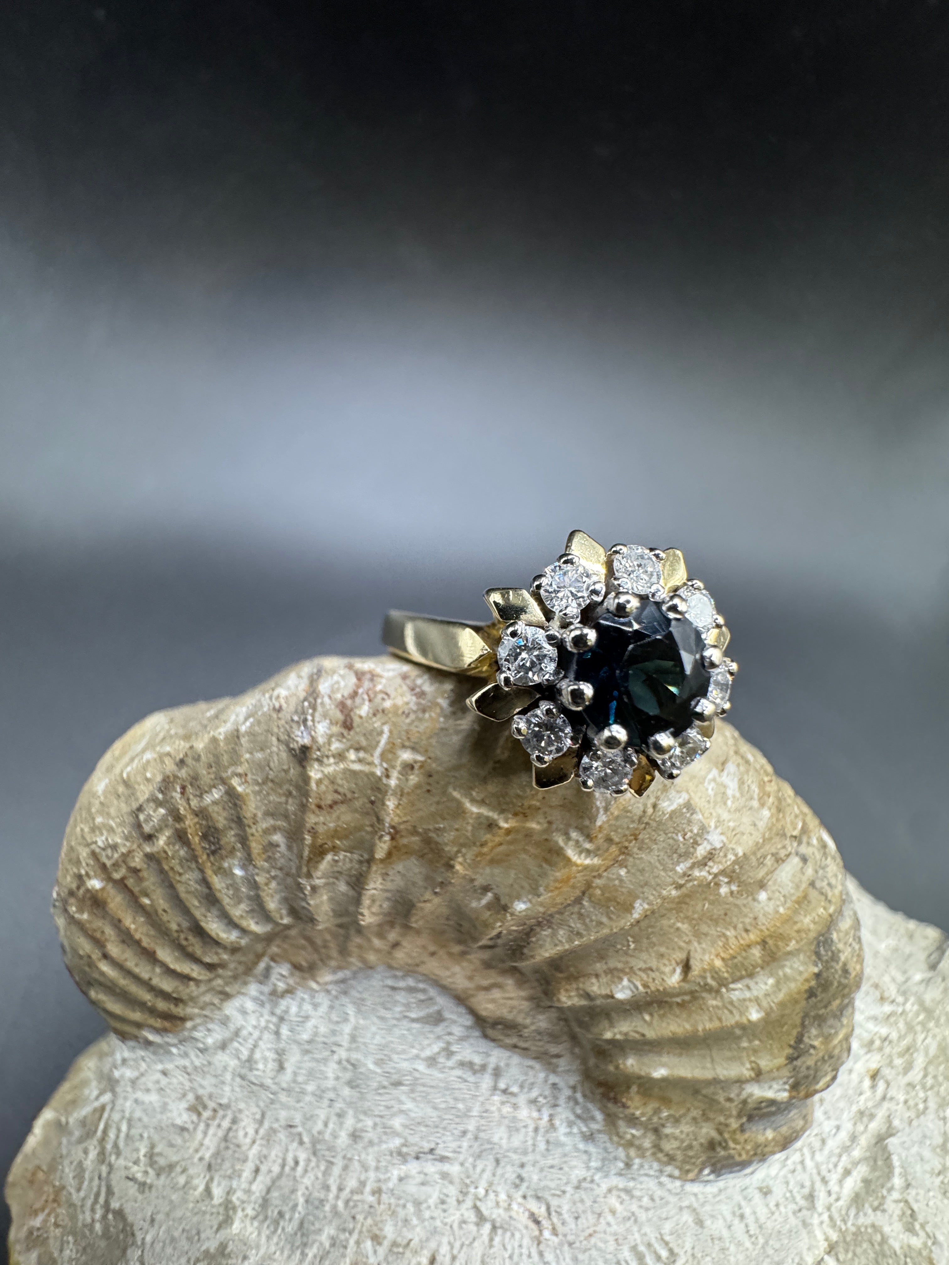 Timeless Ring in 14 Karat Yellow & White Gold with Blue Sapphire & Brilliants