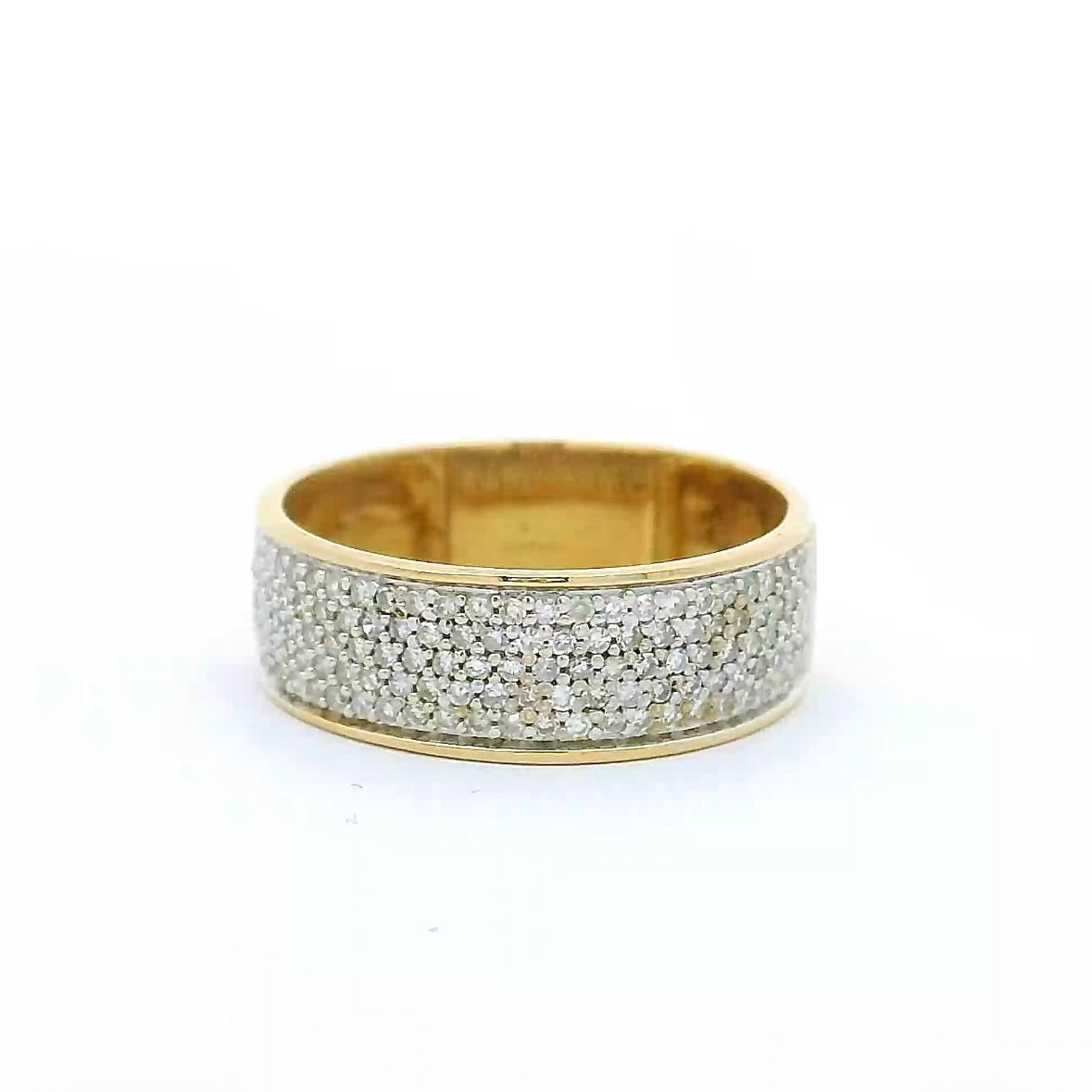 Zeitloser Bandring in 14 Karat Gelb- und Weißgold mit Achtkant-Diamanten