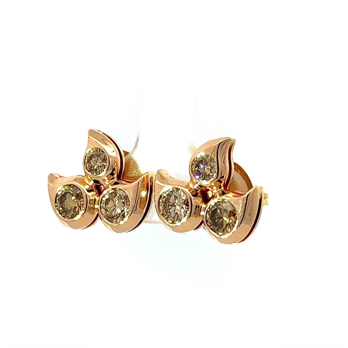 Edle Tamara Comolli Snowflake Ohrstecker in 18 Karat Roségold mit farbigen Brillanten
