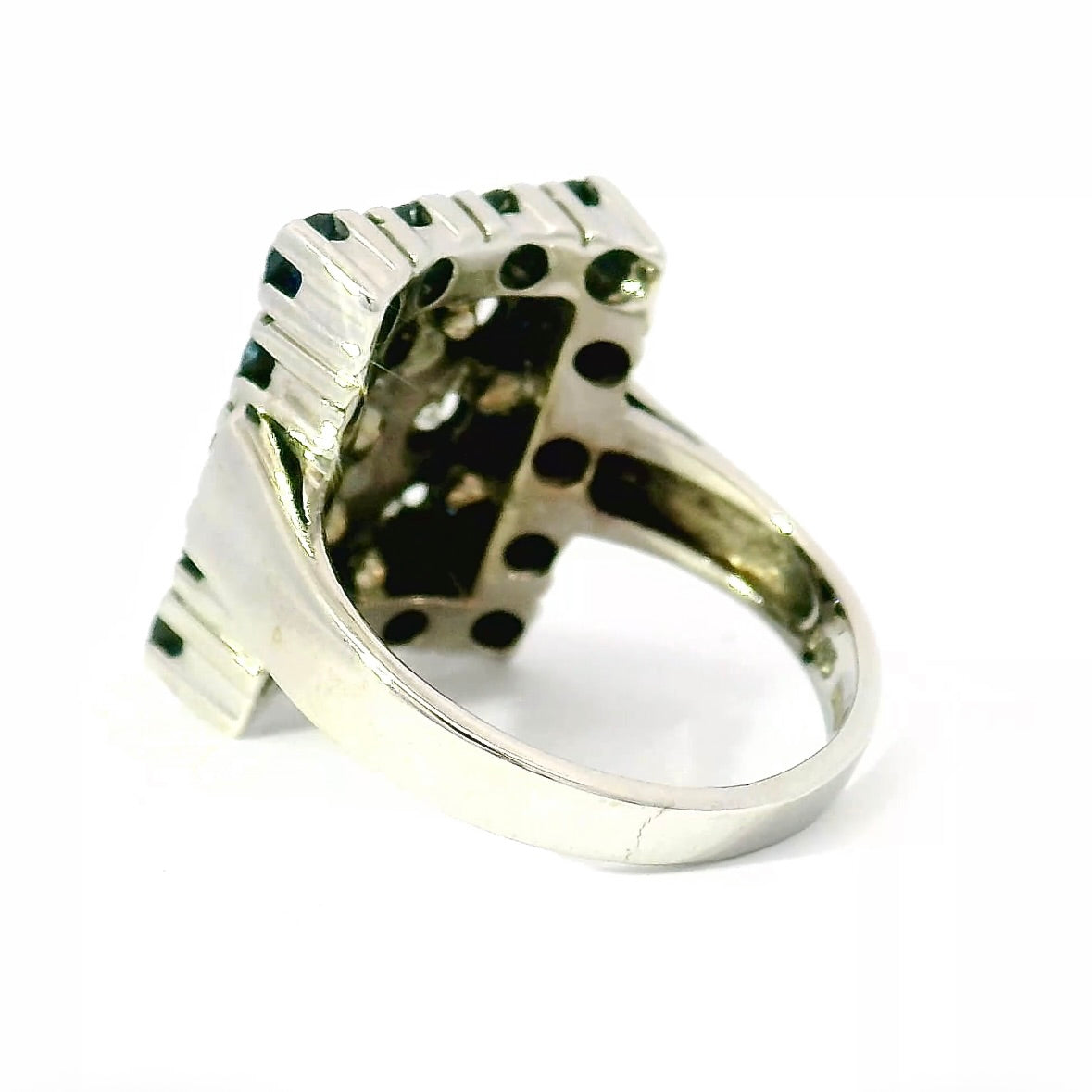 Prunkvoller Vintage Ring in 14 Karat Weißgold mit Brillanten & Saphiren