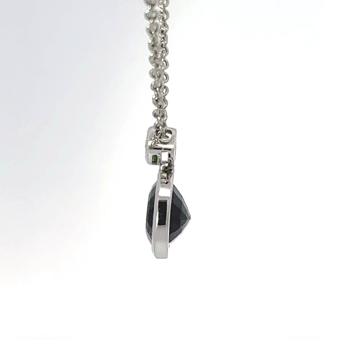 Modern Tourmaline Pendant in 14 Karat White Gold with Navette Brilliant