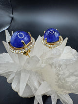 Beeindruckende Ohrringe in 18 Karat Gelbgold mit feinen Tansaniten & Brillanten