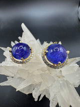 Beeindruckende Ohrringe in 18 Karat Gelbgold mit feinen Tansaniten & Brillanten