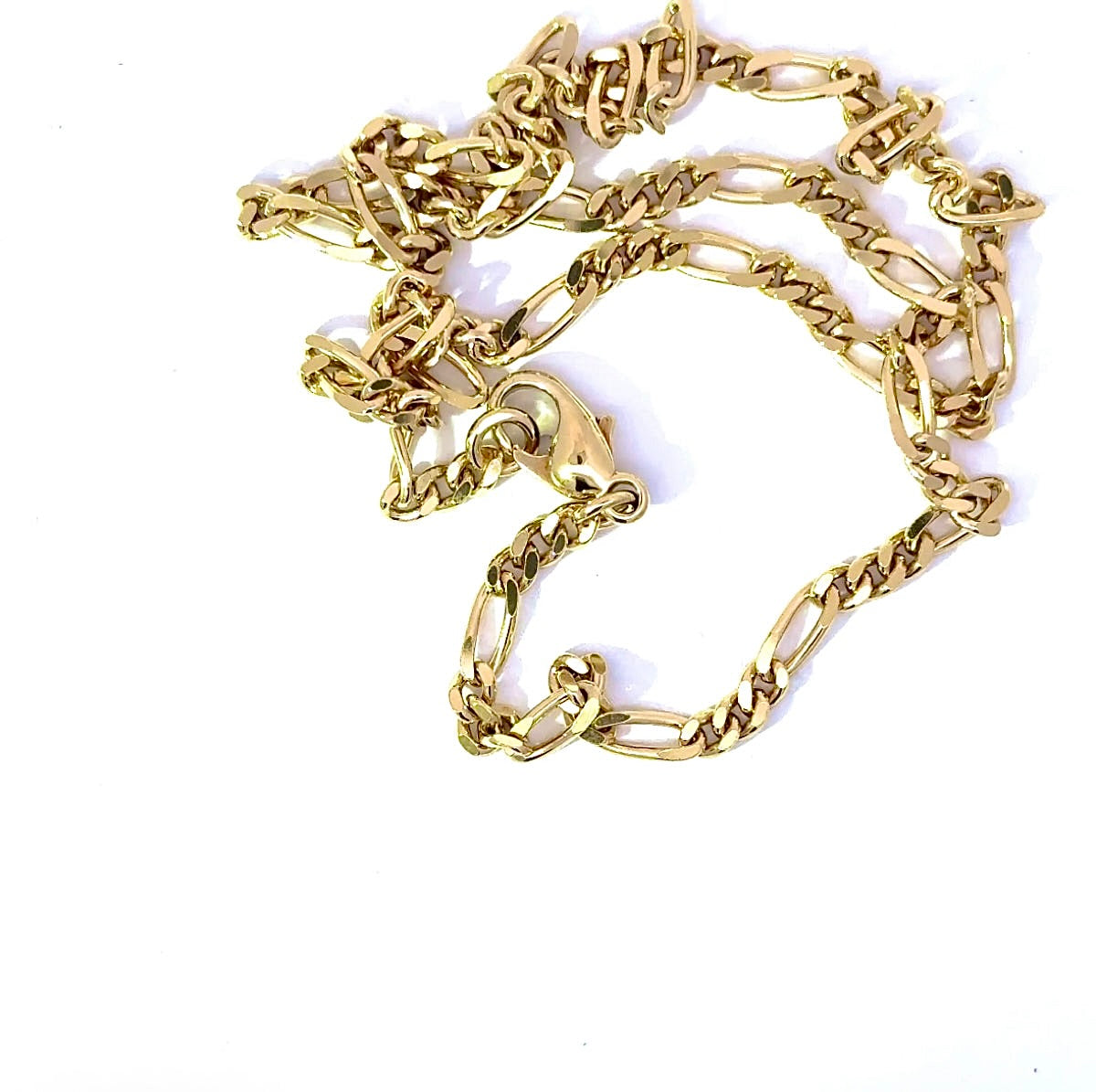 Luminous Figaro Panzer Chain in 18 Carat Yellow Gold with Carabiner Clasp