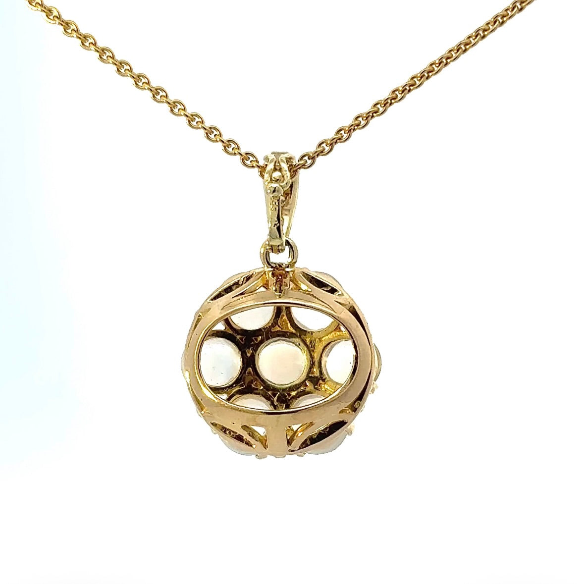 Eleganter Anhänger in 14 Karat Gelbgold mit Mondsteinen & Diamanten
