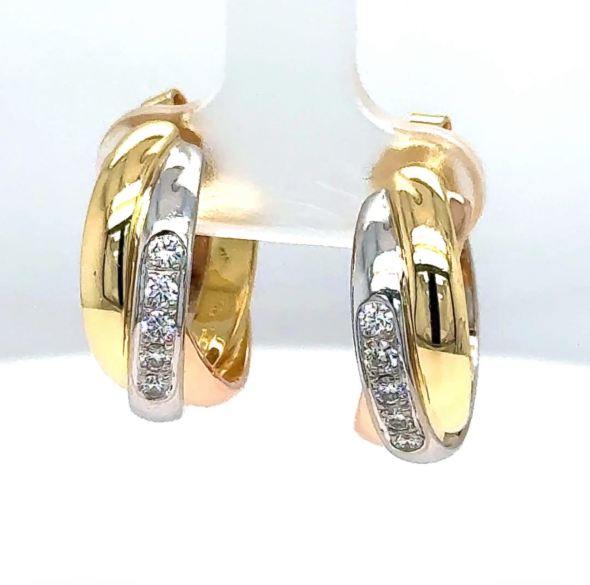 Edle Wempe Ohrringe in 18 Karat Tricolor Gold mit hochfeinen Brillanten