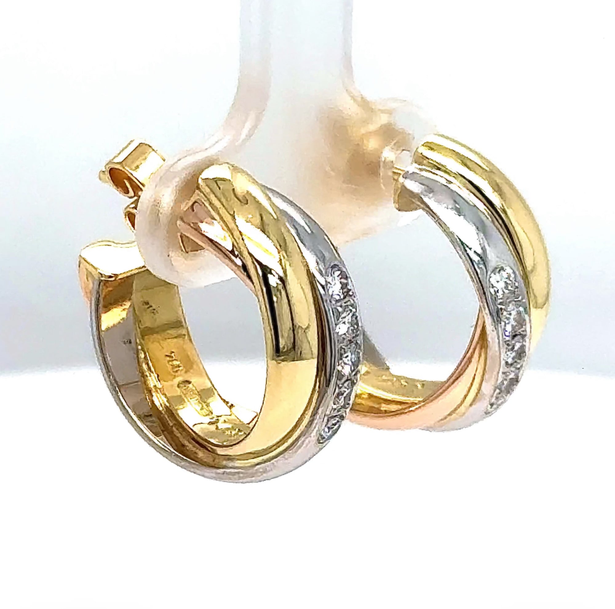 Edle Wempe Ohrringe in 18 Karat Tricolor Gold mit hochfeinen Brillanten