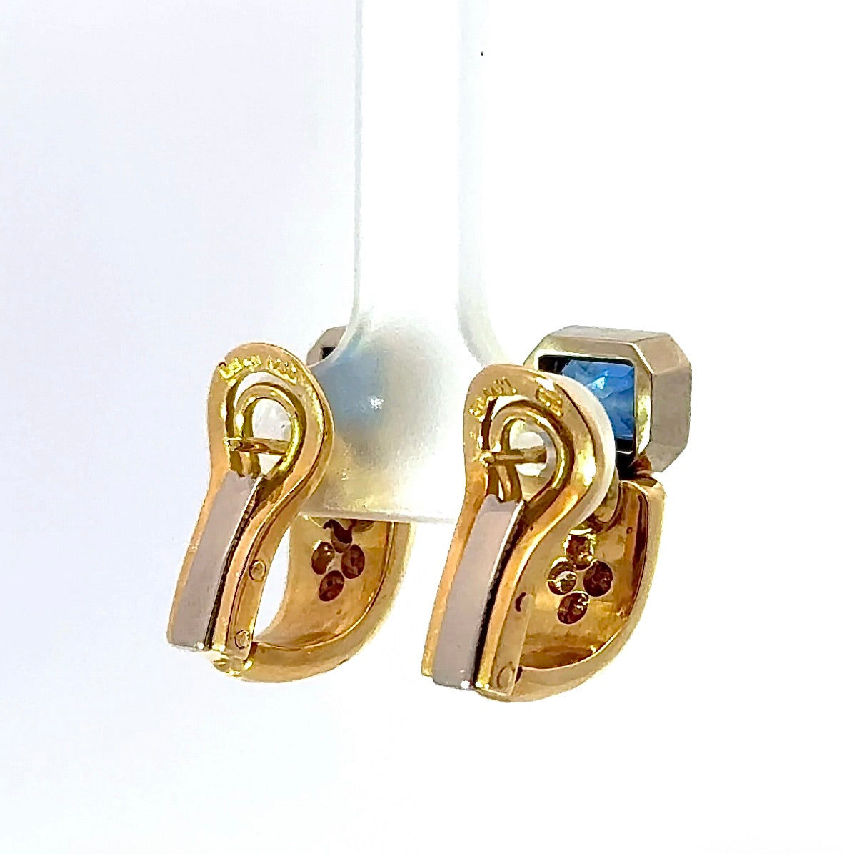 Extravagant 18k Gold Earrings with Sapphires & Brilliant-cut Diamonds