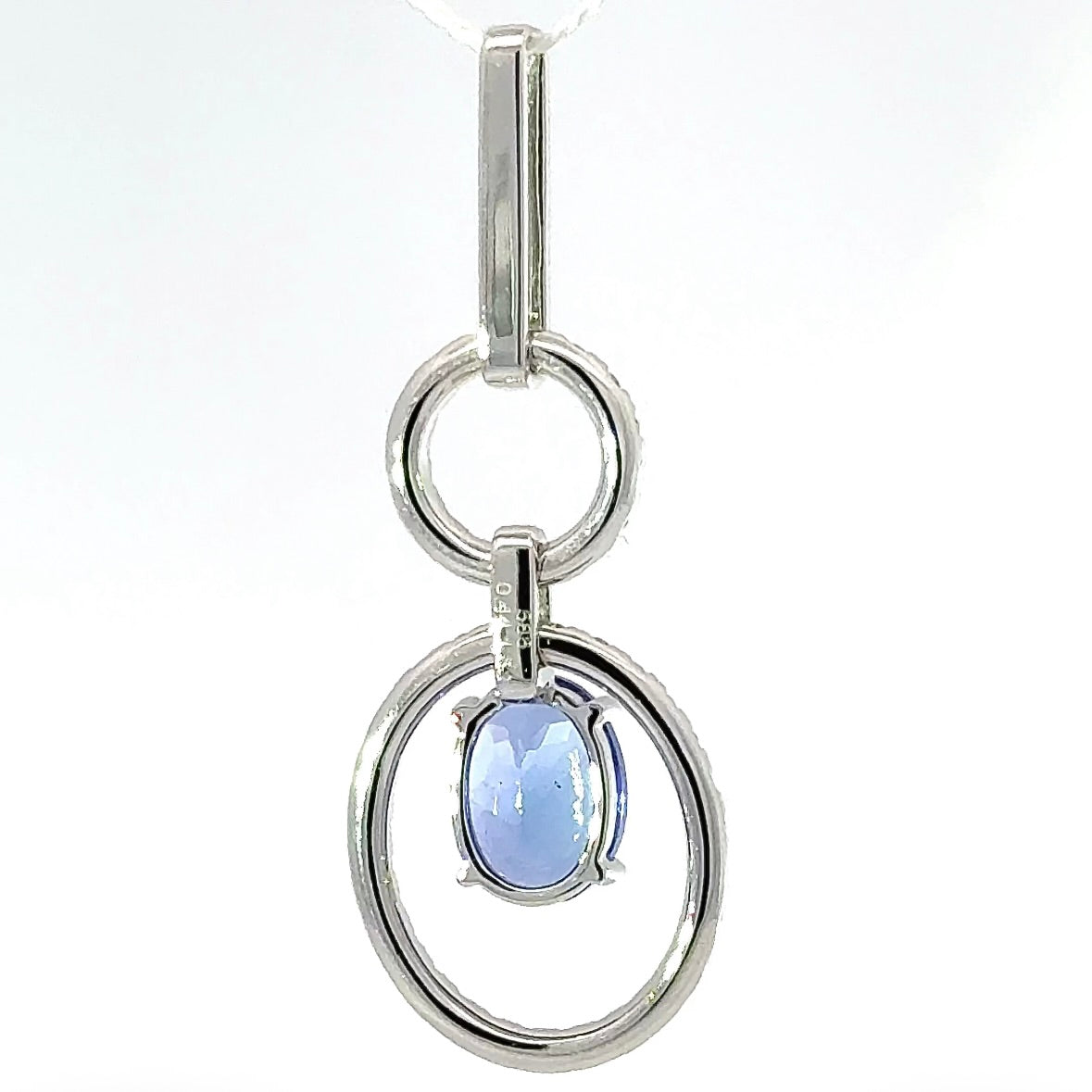 Fancy pendant in 14k white gold with tanzanite & brilliant-cut diamonds