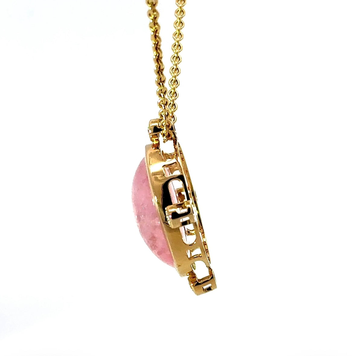 Eleganter Anhänger in 14 Karat Gelbgold mit rosa Morganit & Brillanten