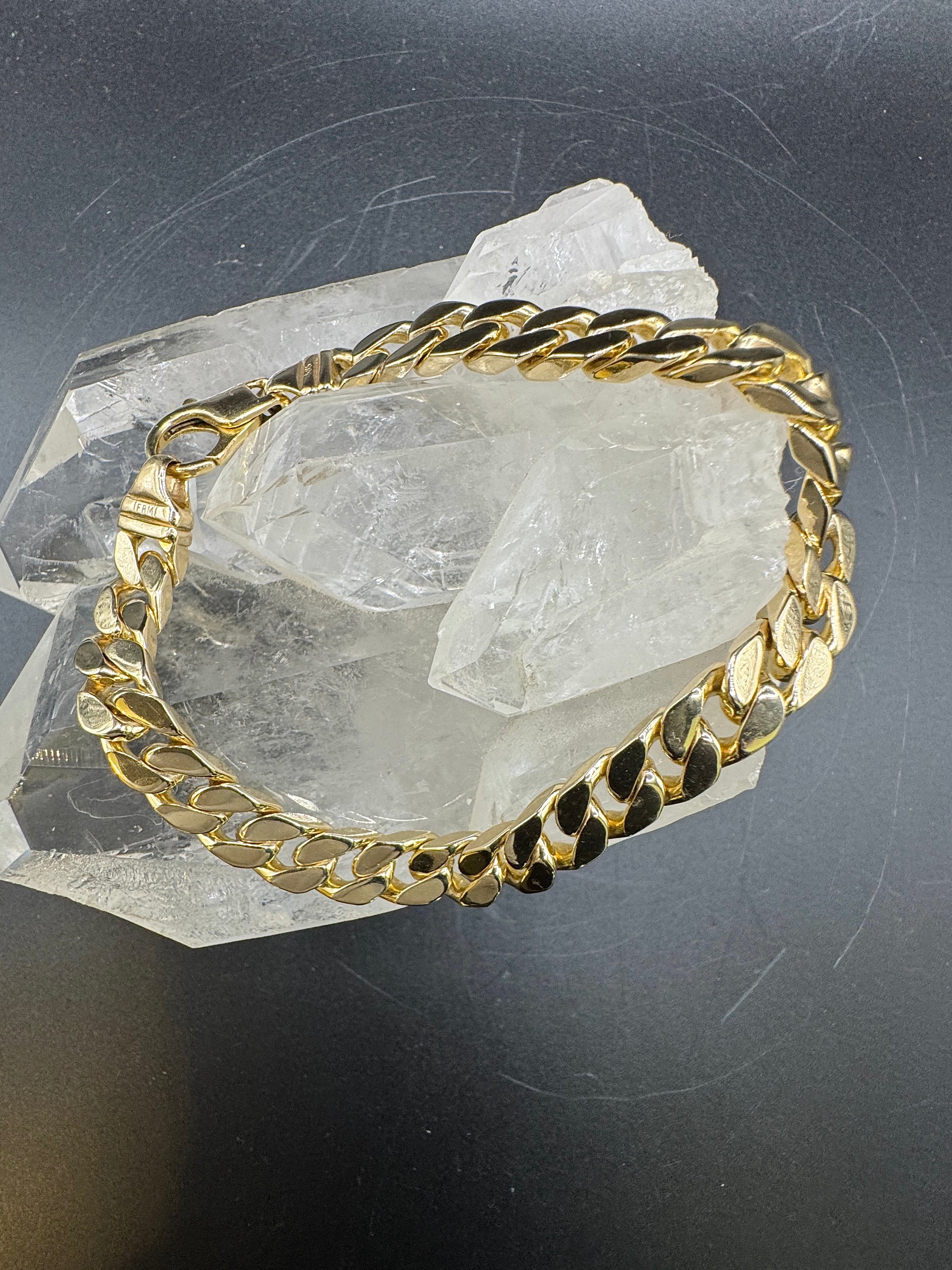 Massives Panzerketten-Armband in 14 Karat Gelbgold mit Karabiner