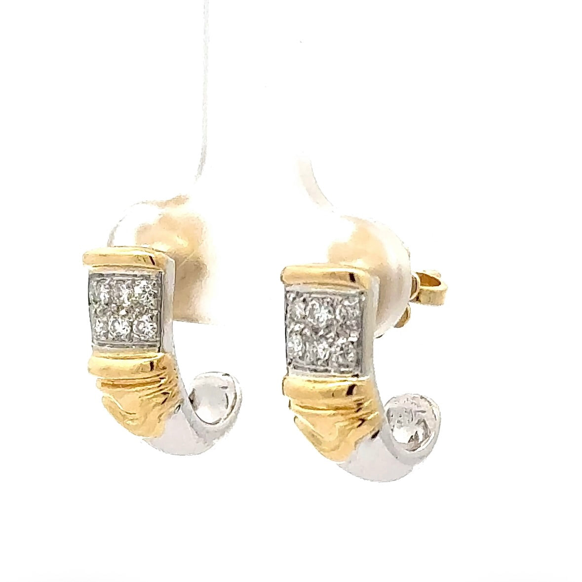 Fancy earrings in 18k yellow and white gold with brilliant-cut diamonds