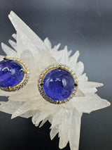 Beeindruckende Ohrringe in 18 Karat Gelbgold mit feinen Tansaniten & Brillanten