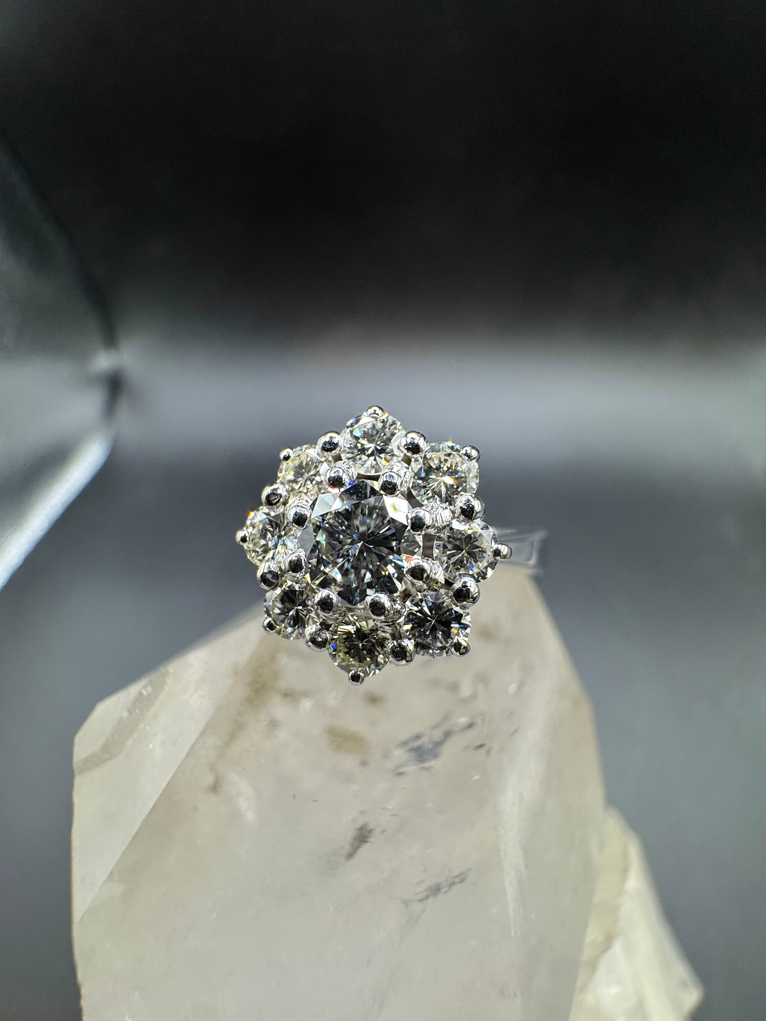 Edler Entourage-Ring in 18 Karat Weißgold mit feinen Brillanten