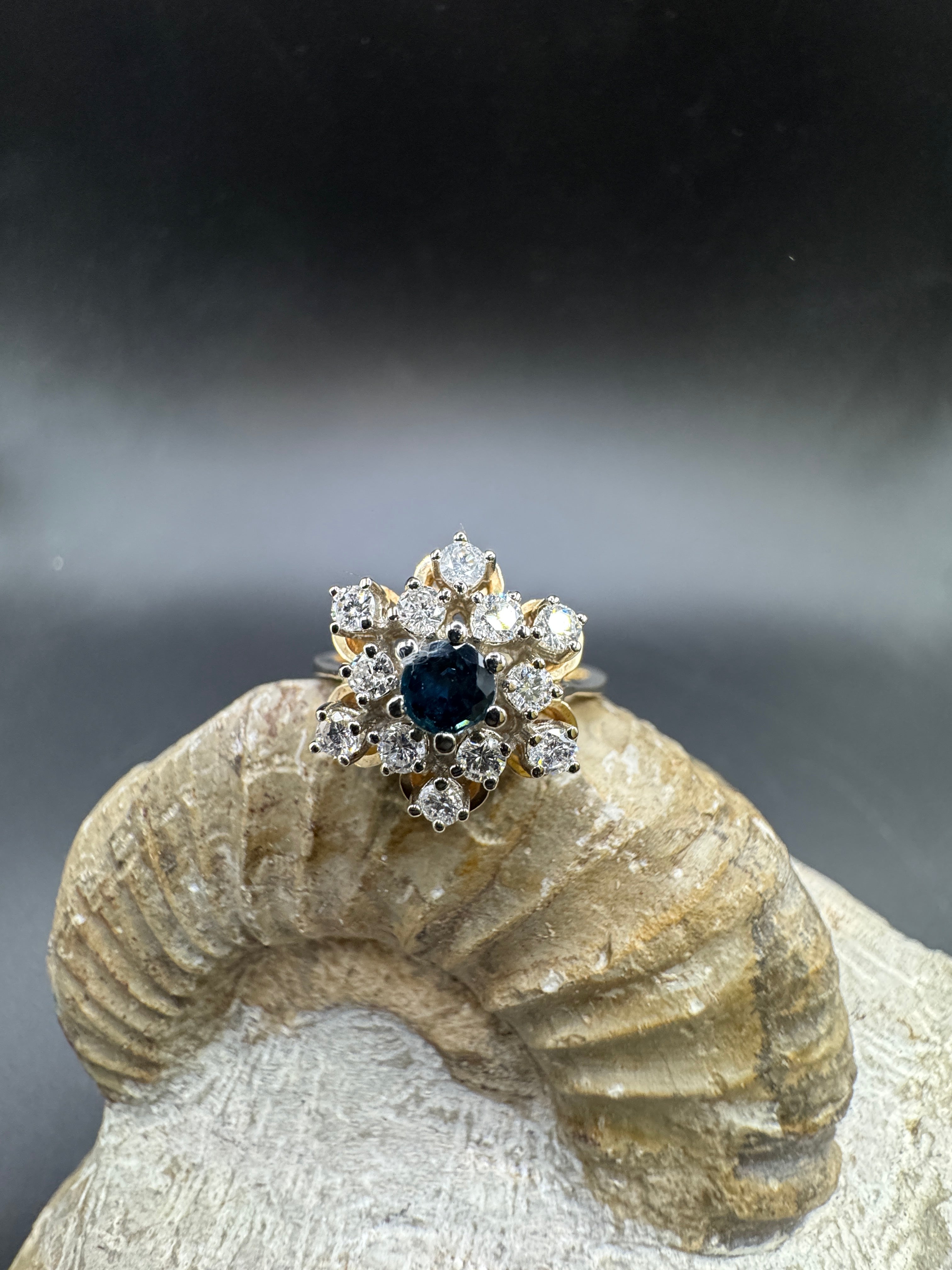 Playful Ring in 14 Karat Yellow and White Gold with Sapphire & Brilliant Cut Diamonds
