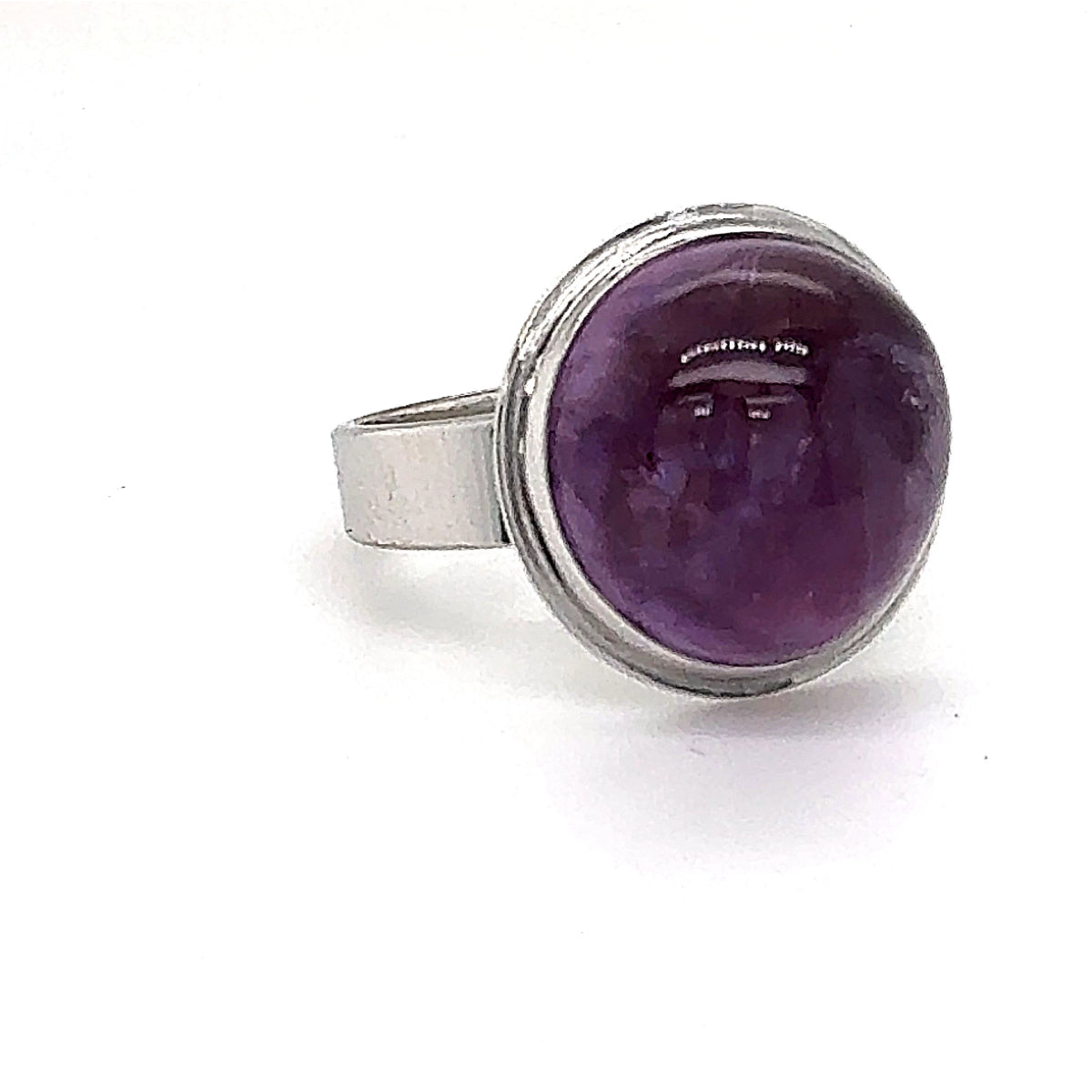 Stilvoller Edelstein-Ring in 14 Karat (585) Weißgold mit Amethyst