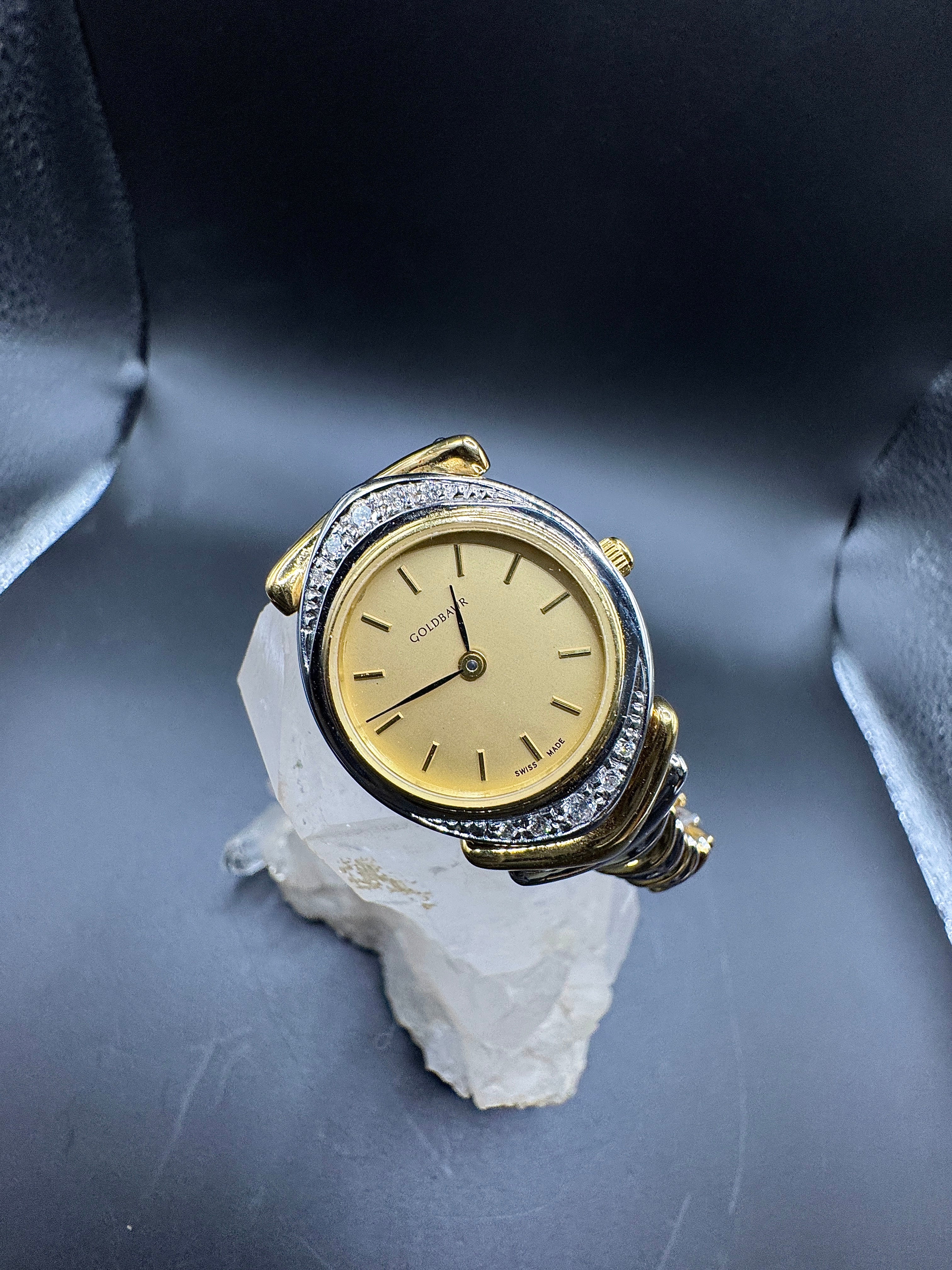 Extravagant Goldbaur watch in 18k yellow & white gold – with brilliant-cut diamonds