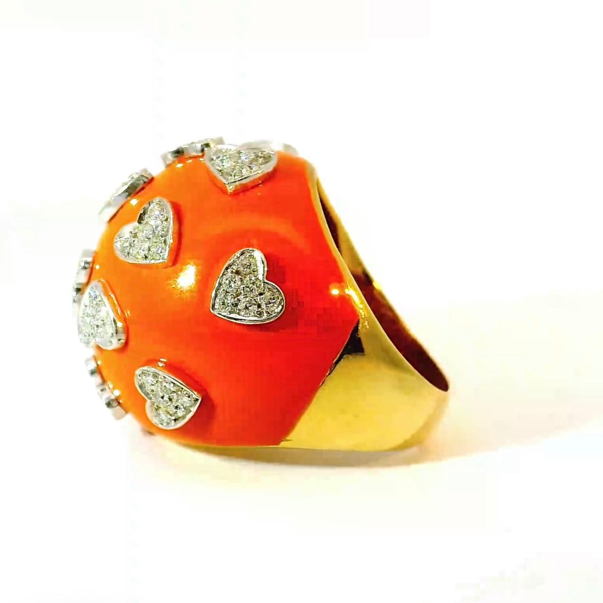 Riesiger Cocktailring in 18 Karat Gelb- & Weißgold mit Colorit & Brillanten